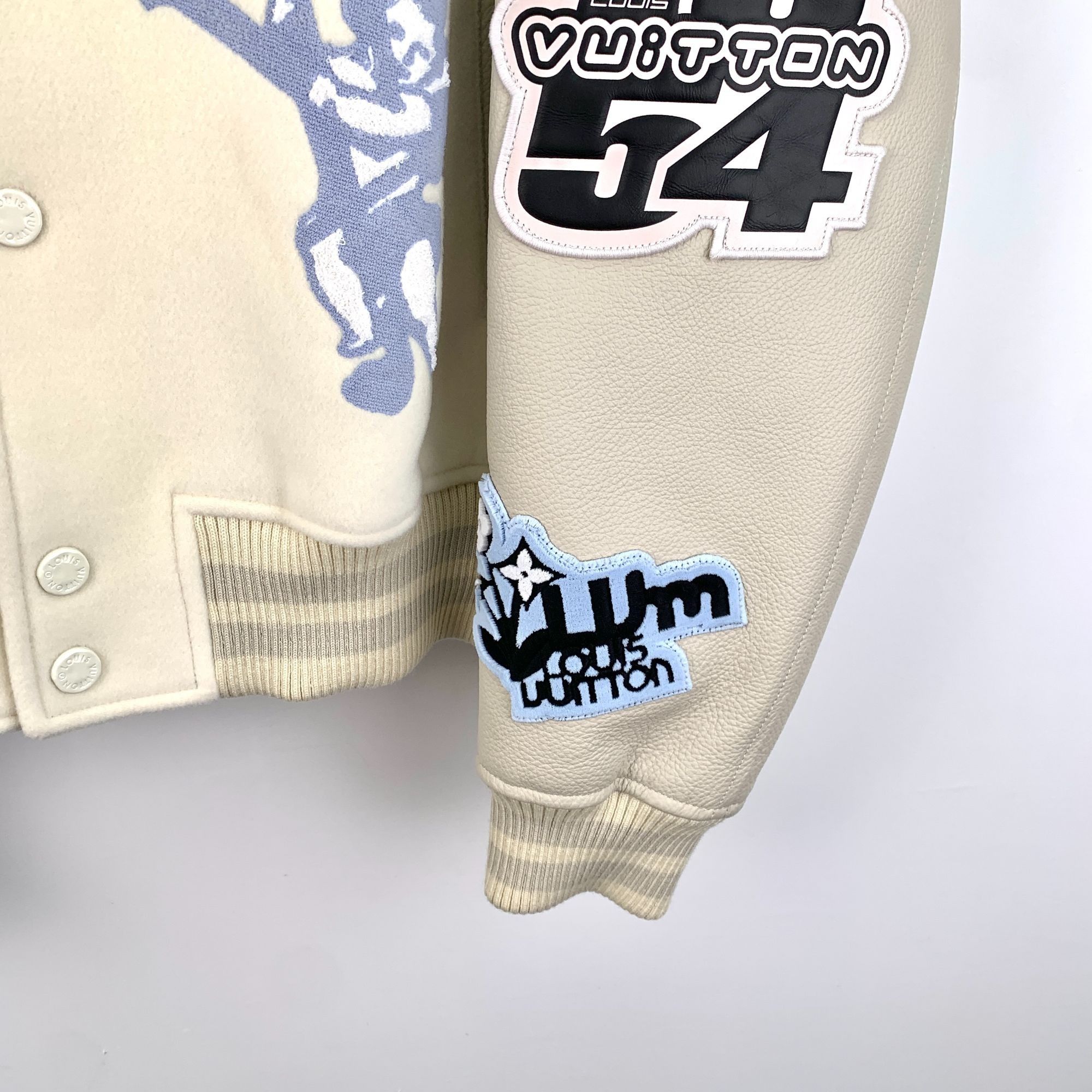 Louis Vuitton Louis Vuitton Beige Leather Baseball Jacket Logo Decorated L Size US L / EU 52-54 / 3 - 6 Thumbnail