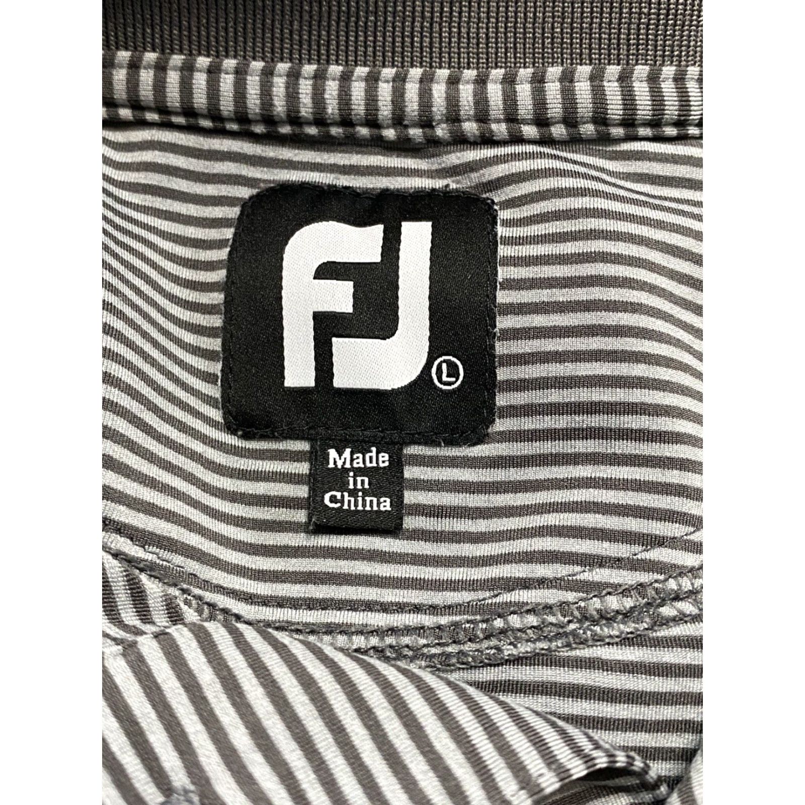 Footjoy Footjoy Mens Polo Shirt Striped Polyester Size Large Black Gray Striped Polo Shirt Mens Size US L / EU 52-54 / 3 - 6 Thumbnail