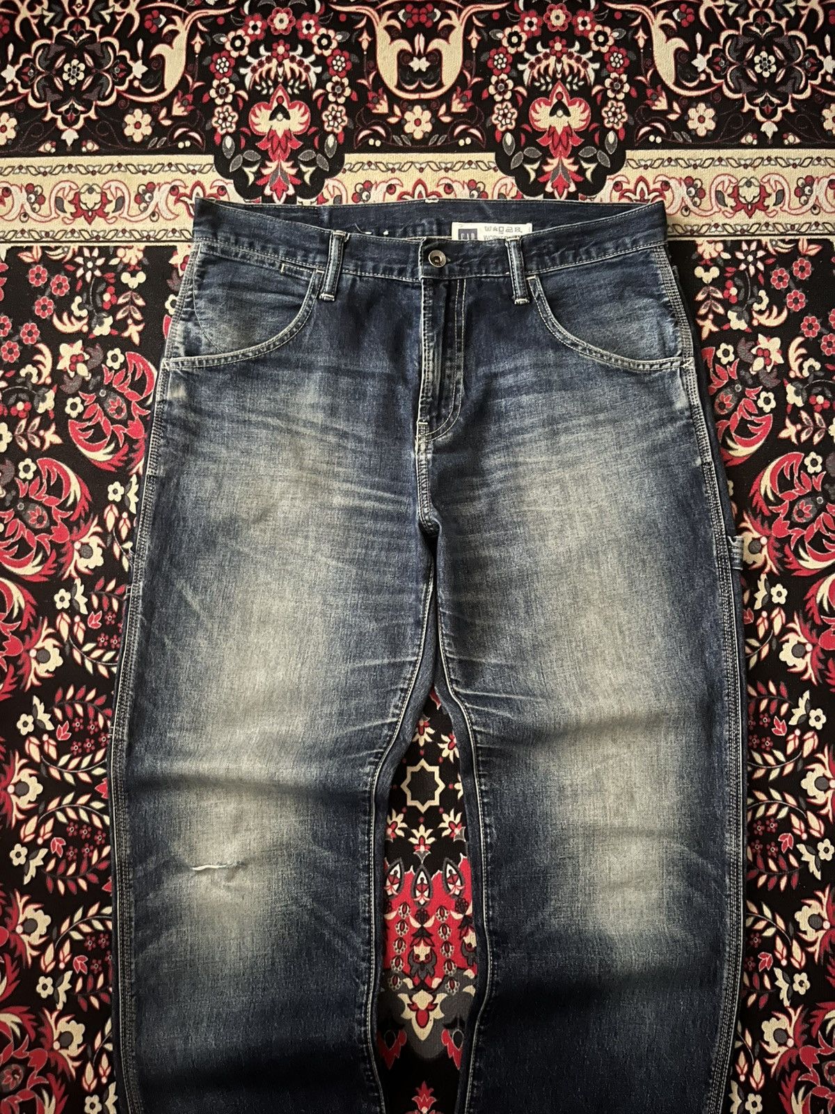 Carhartt × Gap ⚡️Workwear⚡️Vintage Gap 1969 Carpenter Dark Blue Washed Jeans Size US 34 / EU 50 - 3 Thumbnail