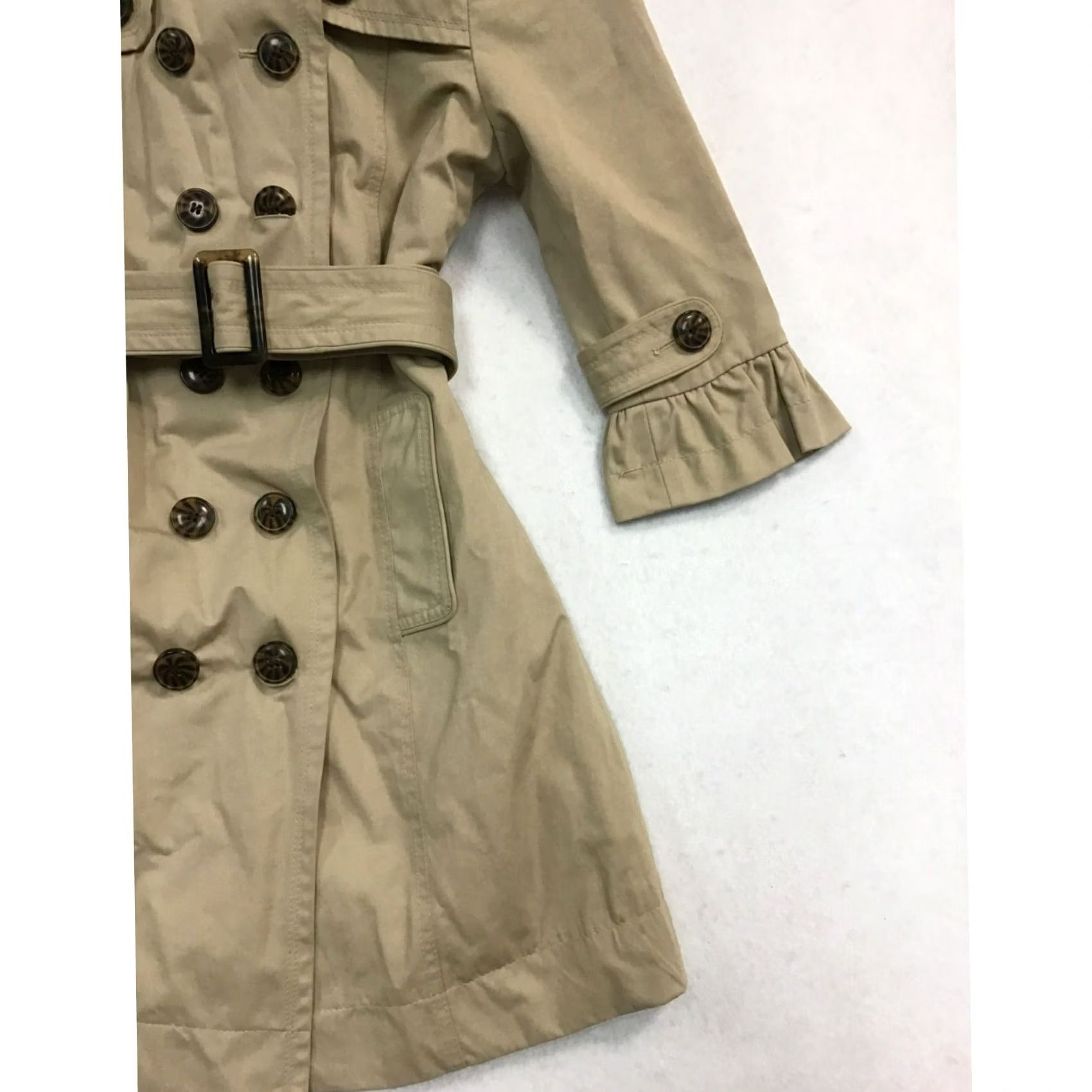 Bebe bebe Women's Trench Coat Small Brown Polyester Button Up Adjustable Belt, Like New, Coat, Trench, Small, Womens Size S / US 4 / IT 40 - 3 Thumbnail