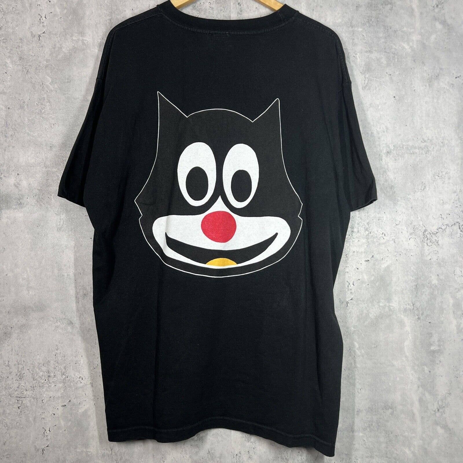 image of Vintage 26 Red Felix The Cat Tee Shirt Black XL 90's Cartoon, Men's