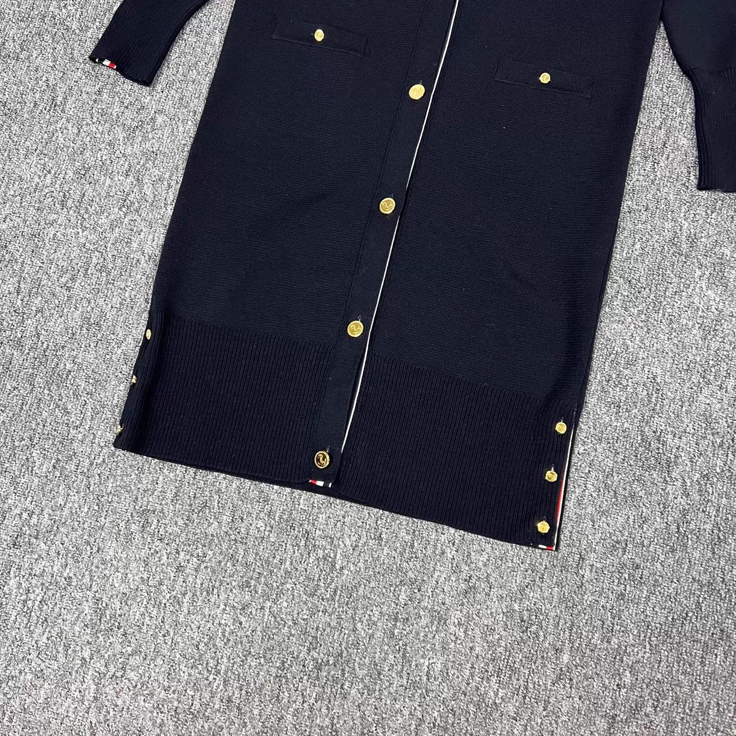 Thom Browne TB 4-Stripe Long Knit Cardigan Navy 38 99 New Size XS / US 0-2 / IT 36-38 - 4 Thumbnail