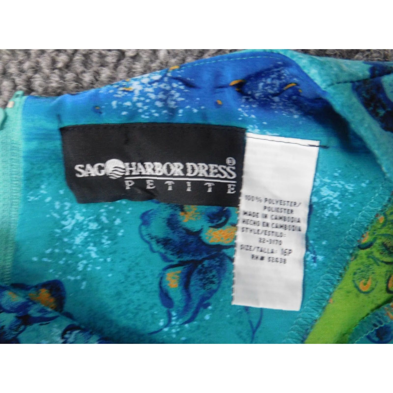 Vintage Sag Harbor Womens Dress 16P Petites Blue Floral A-Line Zip Midi Sleeveless Lined Raglan Sleeve Opal? Size XXL / US 16-18 / IT 52-54 - 5 Thumbnail