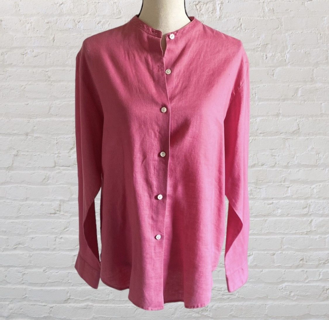 J.Crew HOT PINK J CREW LINEN BUTTON UP SHIRT BLOUSE TOP Size M / US 6-8 / IT 42-44 - 9 Thumbnail