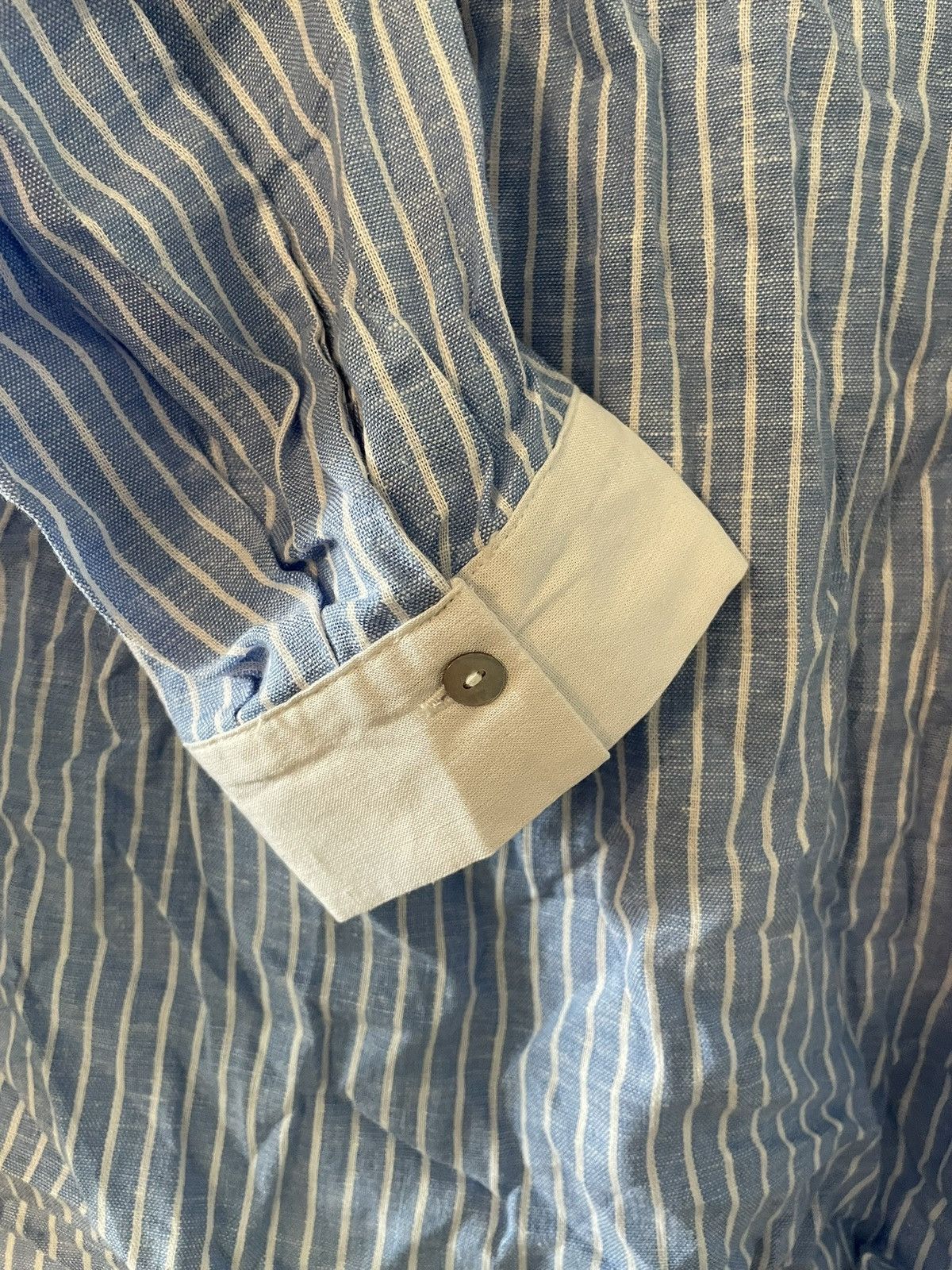 Zara Zara Blue & White Pinstripe Button Up Blouse SZ M NWT Size M / US 6-8 / IT 42-44 - 6 Thumbnail