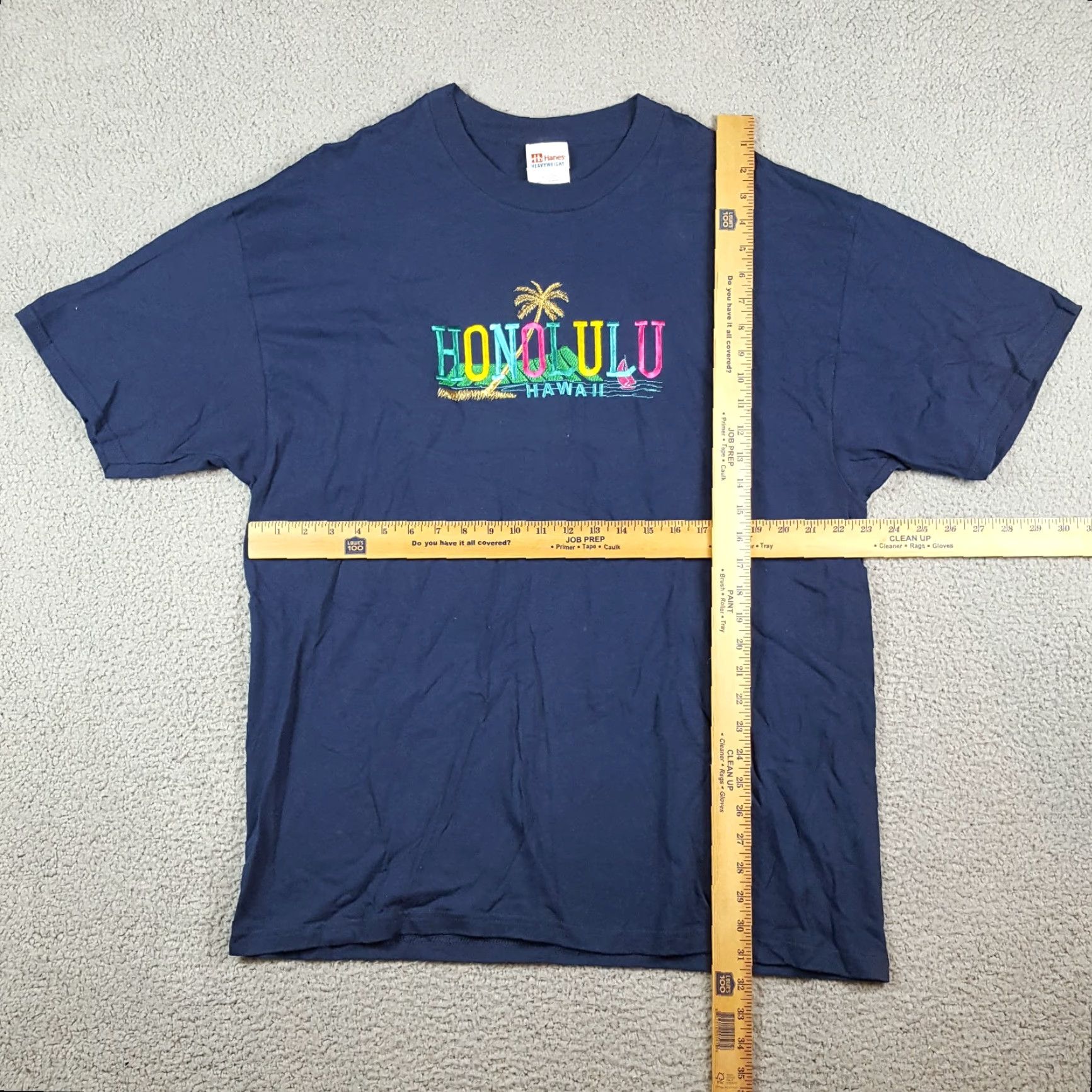 Hanes VINTAGE Honolulu Hawaii T Shirt XL Hanes Crew Neck Short Sleeve Blue 90s Rainbow Beach Palm Tree Size US XL / EU 56 / 4 - 8 Thumbnail