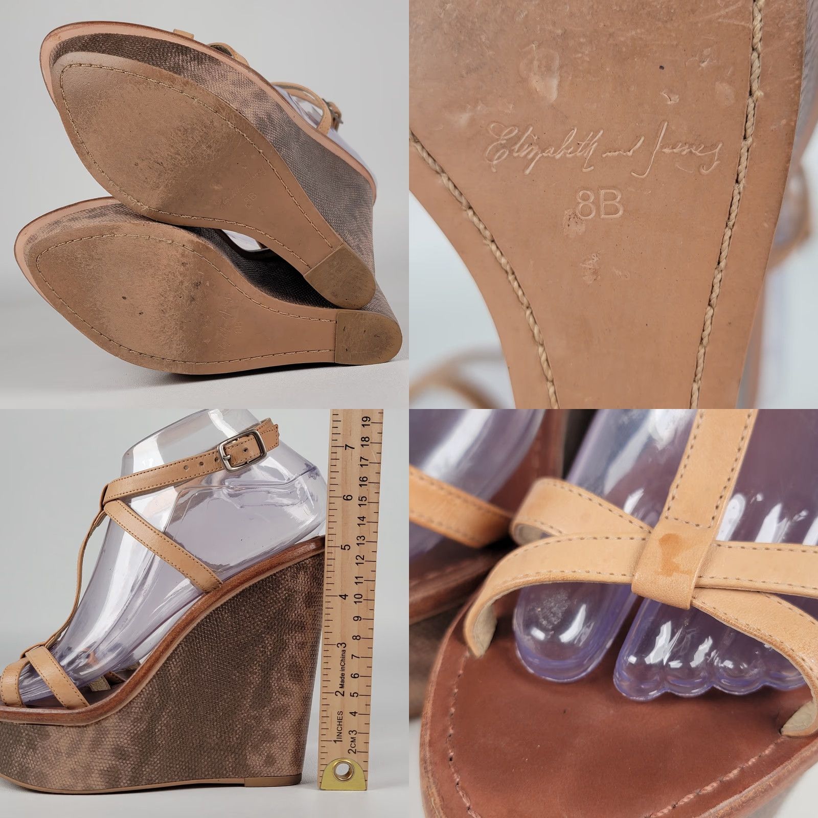 Elizabeth and James Elizabeth and James Hazel Snake Embossed T-Strap Wedge Sandals US 8 B Natural Platforms & Wedges Women's Leather Buckle Snake 90s? Size US 8 / IT 38 - 8 Thumbnail