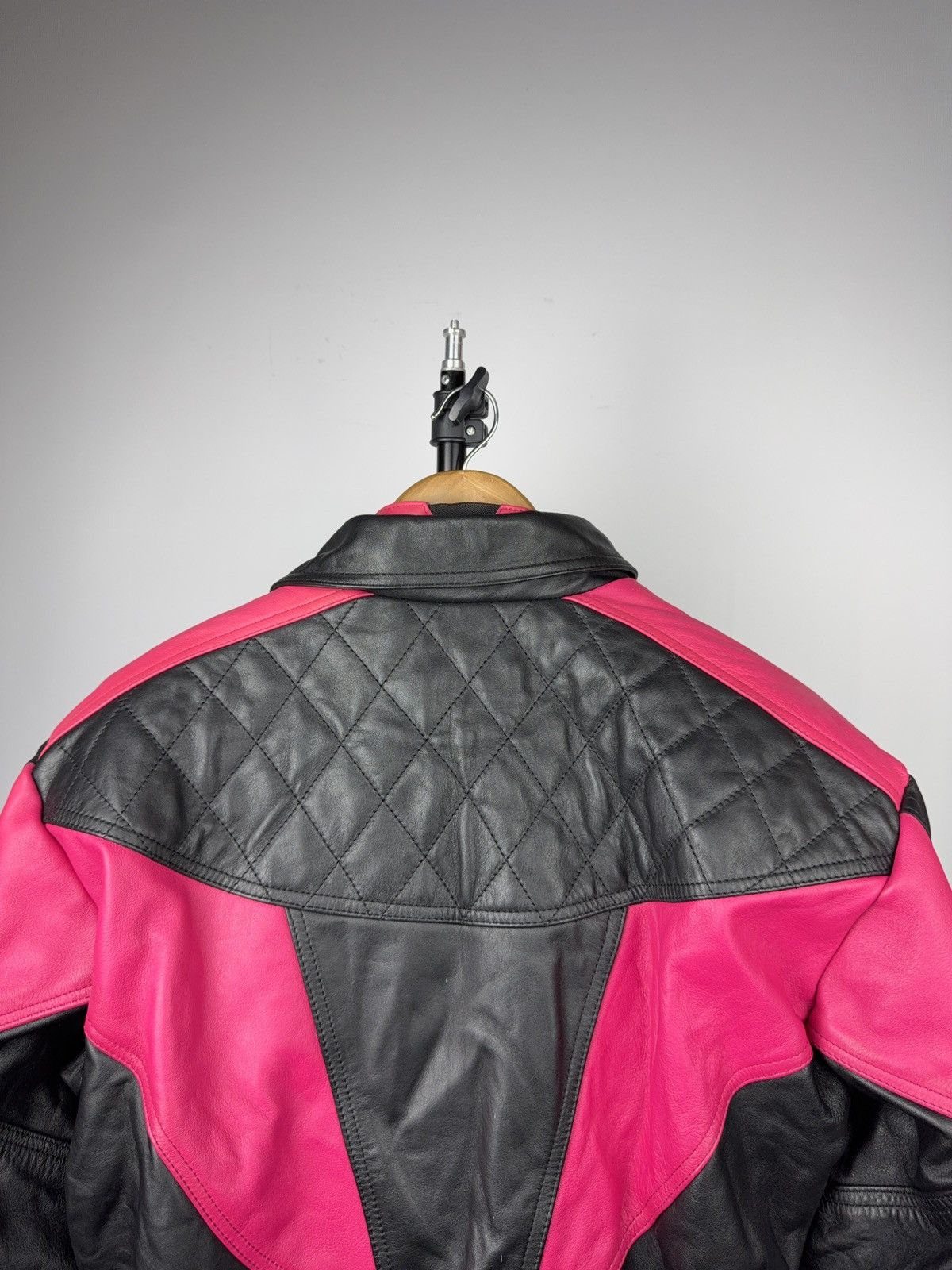 Genuine Leather Vintage 00s Leather Moto Racing Jacket Pink Black EU54 Size US L / EU 52-54 / 3 - 15 Thumbnail