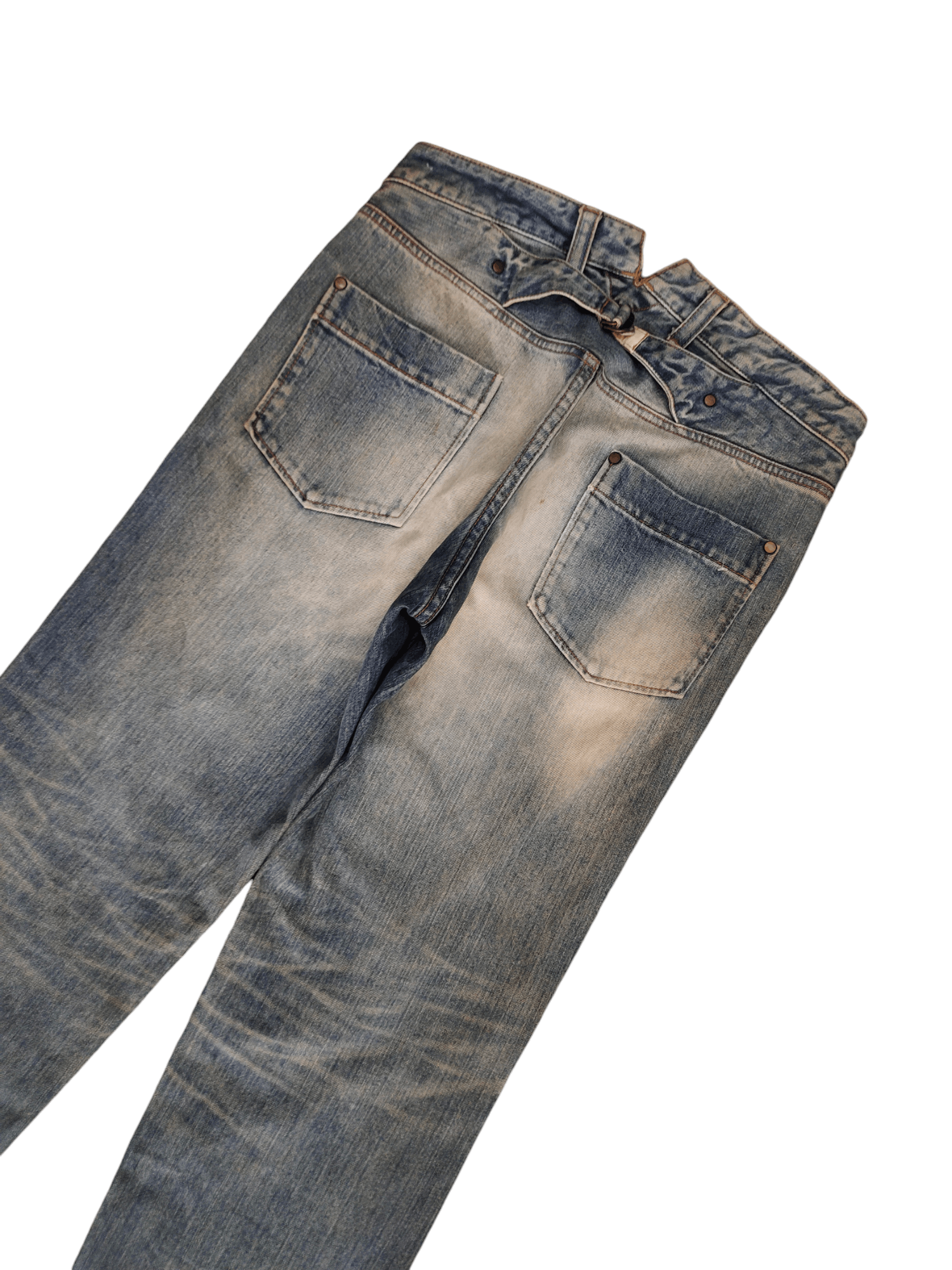 Kapital Japan Buckle Back Distress Faded Denim Undercover Style Y2k Size US 31 - 5 Thumbnail
