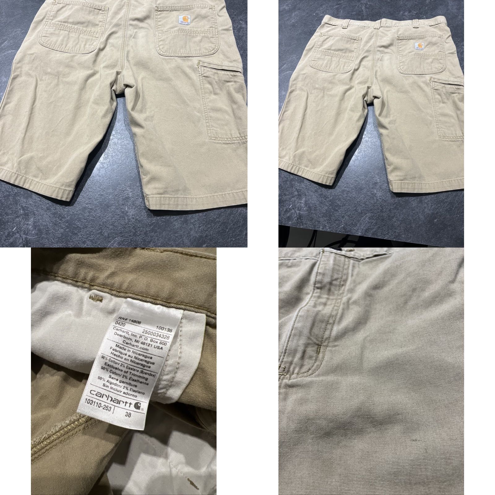 Carhartt Carhartt Men's Work Shorts Size 38 Relaxed Fit Canvas Cargo Shorts Beige Rugged Flex Size US 38 / EU 54 - 8 Thumbnail
