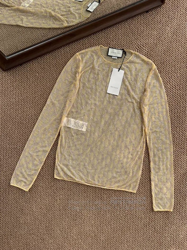 Gucci Gucci Double G crystal tulle round neck long sleeves Size XXS / US 00 / IT 34 - 1 Thumbnail