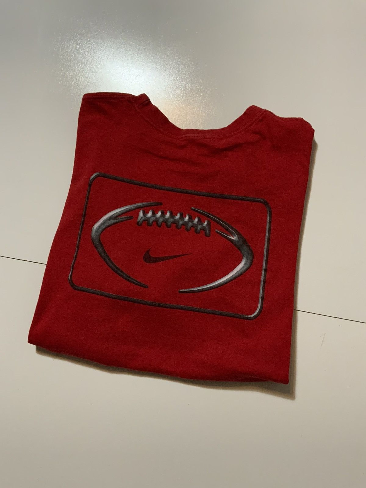 Nike × Vintage Vintage Y2K 2000s Nike Football Center Swoosh Crew T-Shirt Size US L / EU 52-54 / 3 - 1 Thumbnail