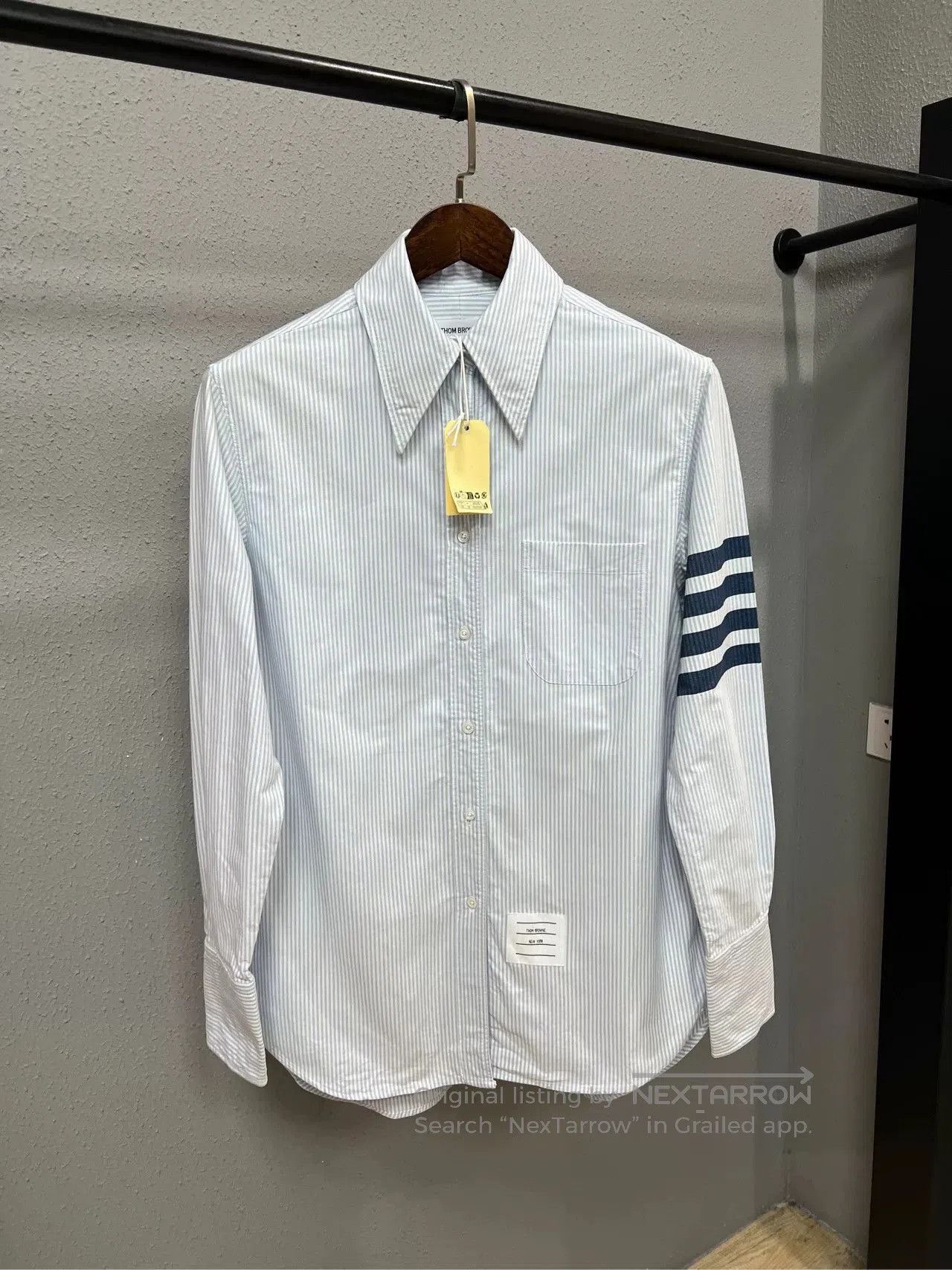 thom browne striped long sleeve shirt.