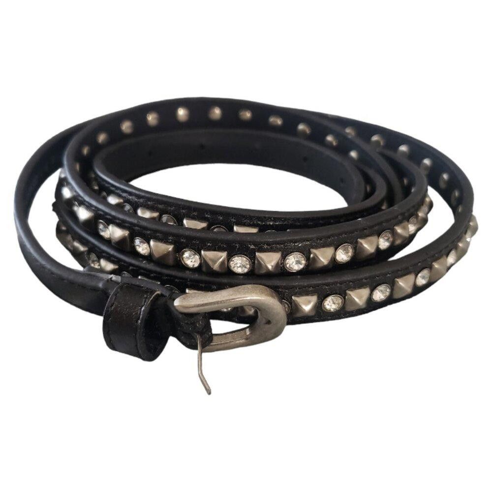 Designer Vintage Black Leather Studded Belt Size ONE SIZE - 1 Thumbnail