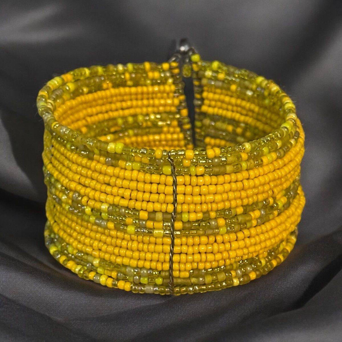 Other Wide mustard yellow seed bead cuff bracelet Size ONE SIZE - 1 Thumbnail