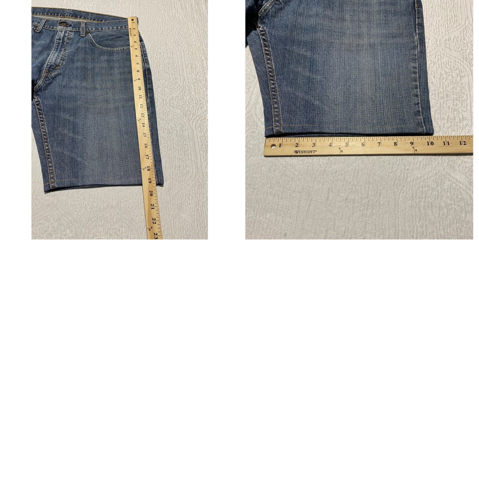 Levi's Levi's 559 Jean Shorts Men 35×10 Blue Cutoff Denim Jorts Whiskers Bermuda 5-Pocket Casual Summer Size US 35 - 8 Thumbnail