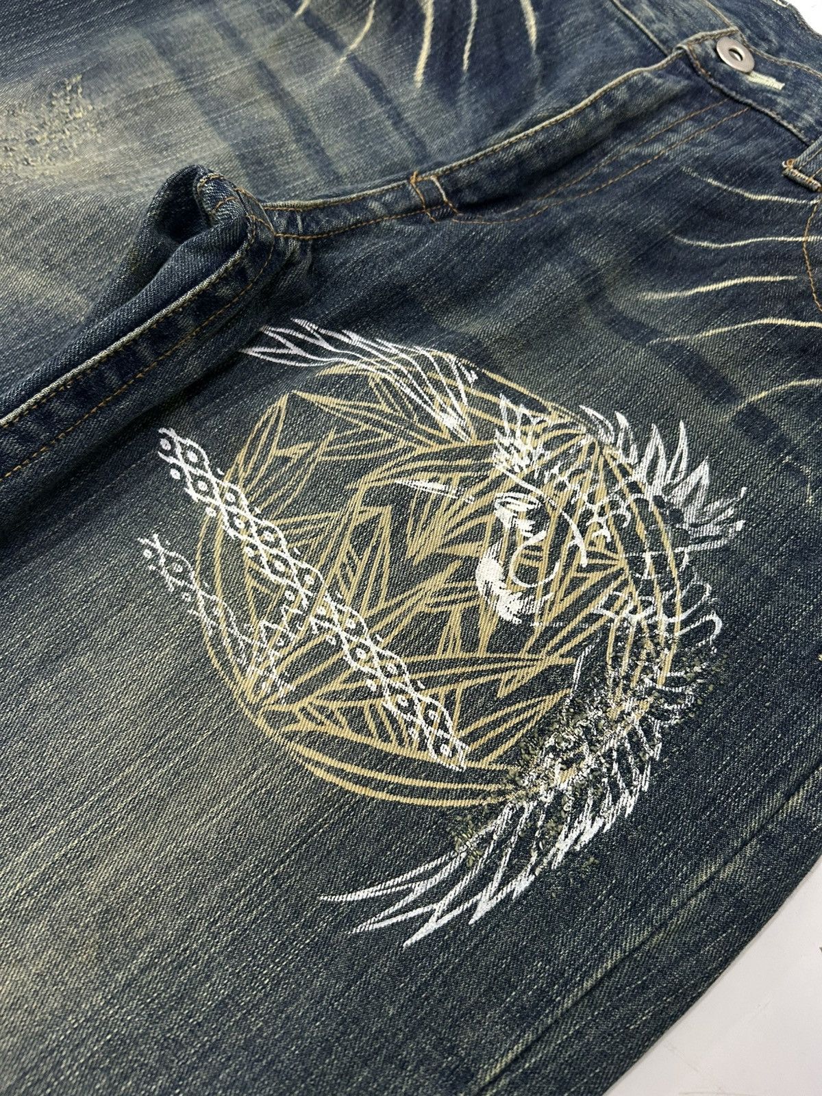 Japanese Brand Vintage Japanese Karakuri Sukajan Style Straight Jeans Size US 33 - 20 Thumbnail