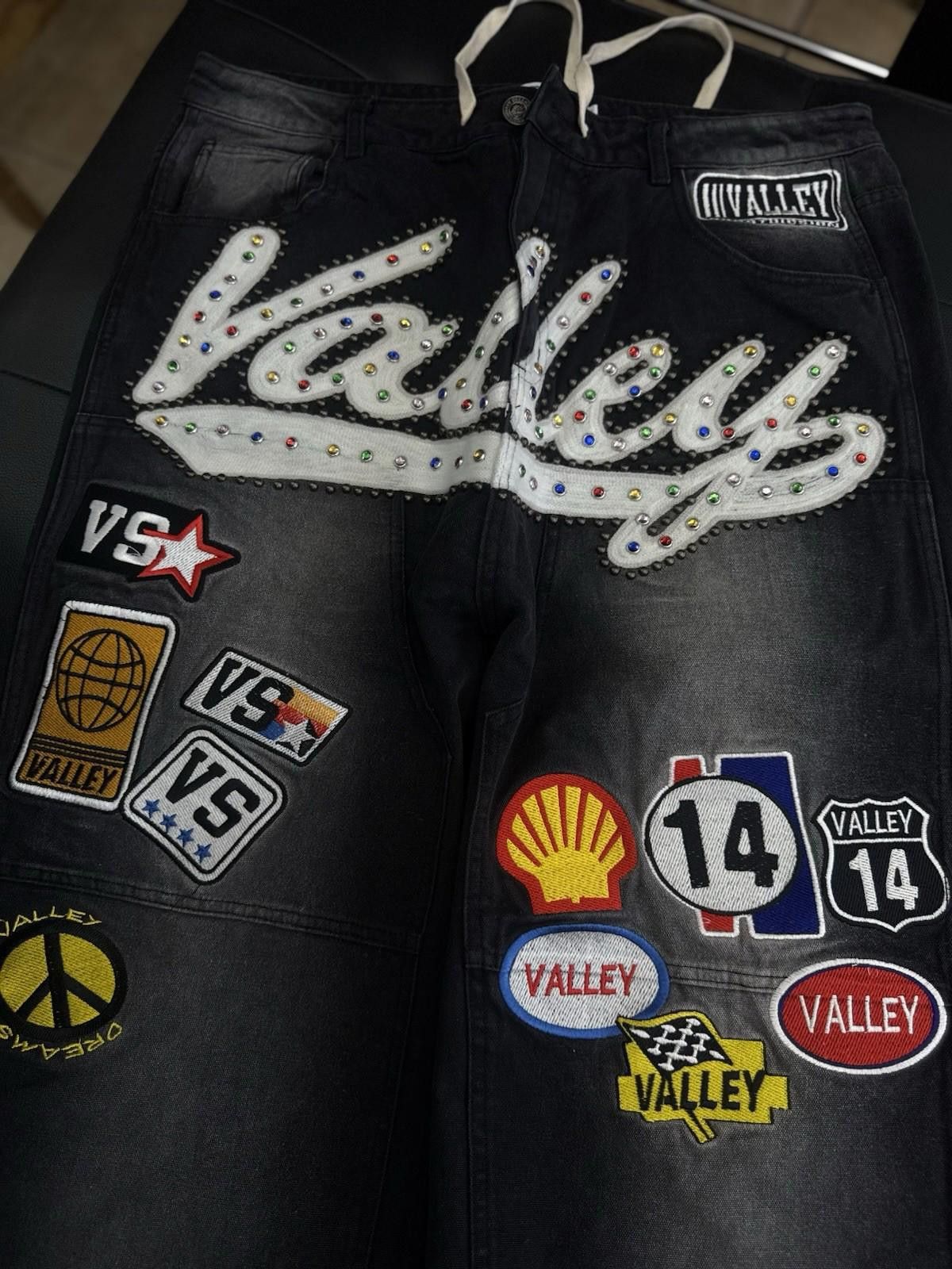 Vale Valley Baggy Patchwork Denim Black Jeans Size 32 (NEW) Size US 32 / EU 48 - 4 Thumbnail