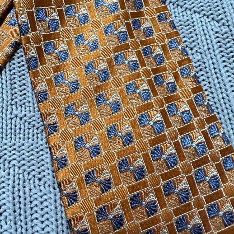Ermenegildo Zegna Ermenegildo Zegna orange fan printed geometric silk tie Size ONE SIZE - 2 Thumbnail