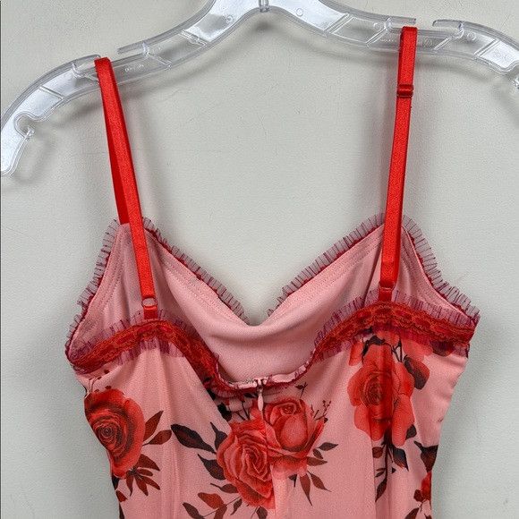 Guizio GUIZIO Floral Mesh Bodycon Minidress Floral Lace Trim dress Size L / US 10 / IT 46 - 12 Thumbnail
