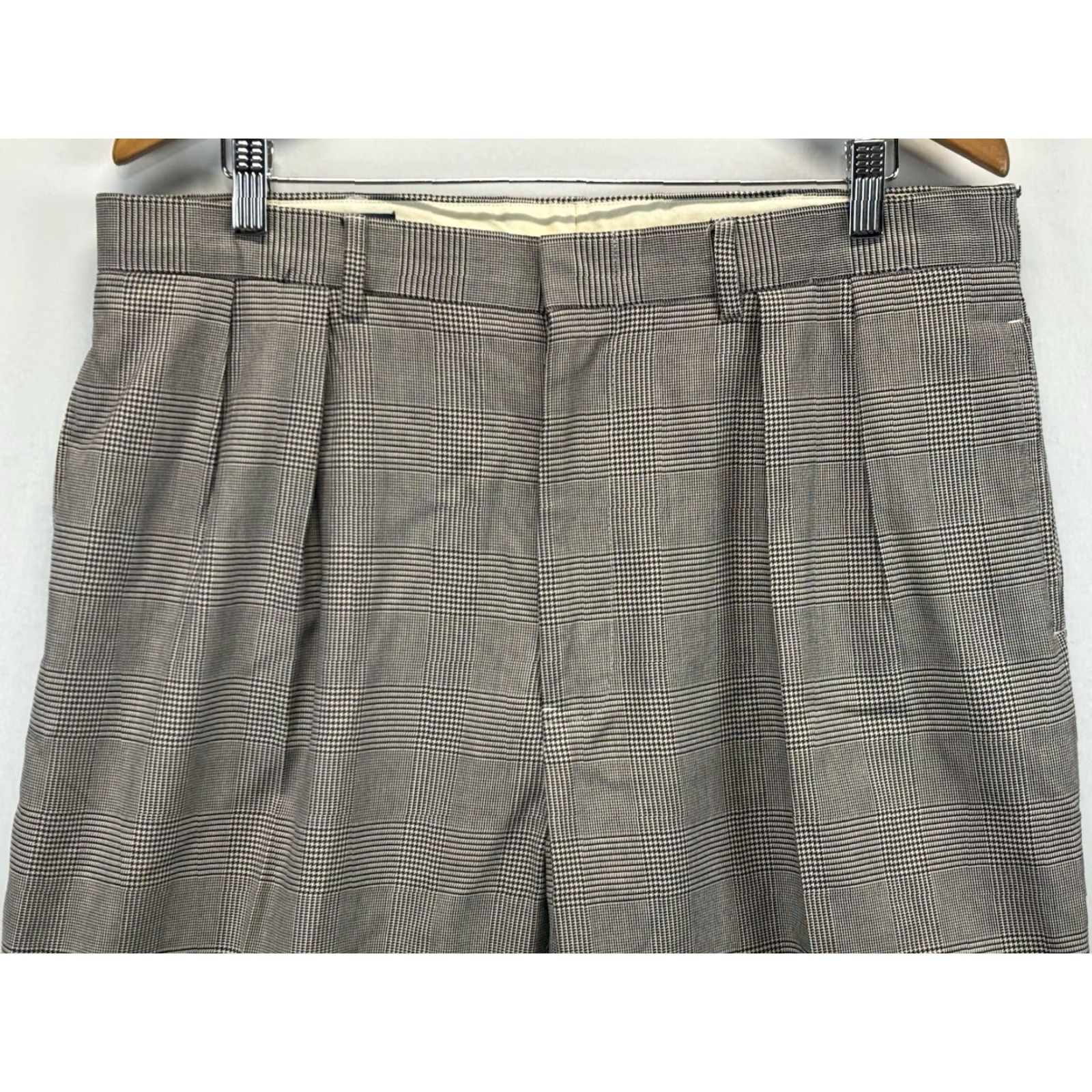Polo Ralph Lauren VTG Polo Ralph Lauren Pants Men 38x30 Cuffed Pleated Glen Plaid USA Dress Pants 90s Preppy Straight Inseam 30 in Brown Cotton Shirt? Size US M / EU 48-50 / 2 - 2 Thumbnail