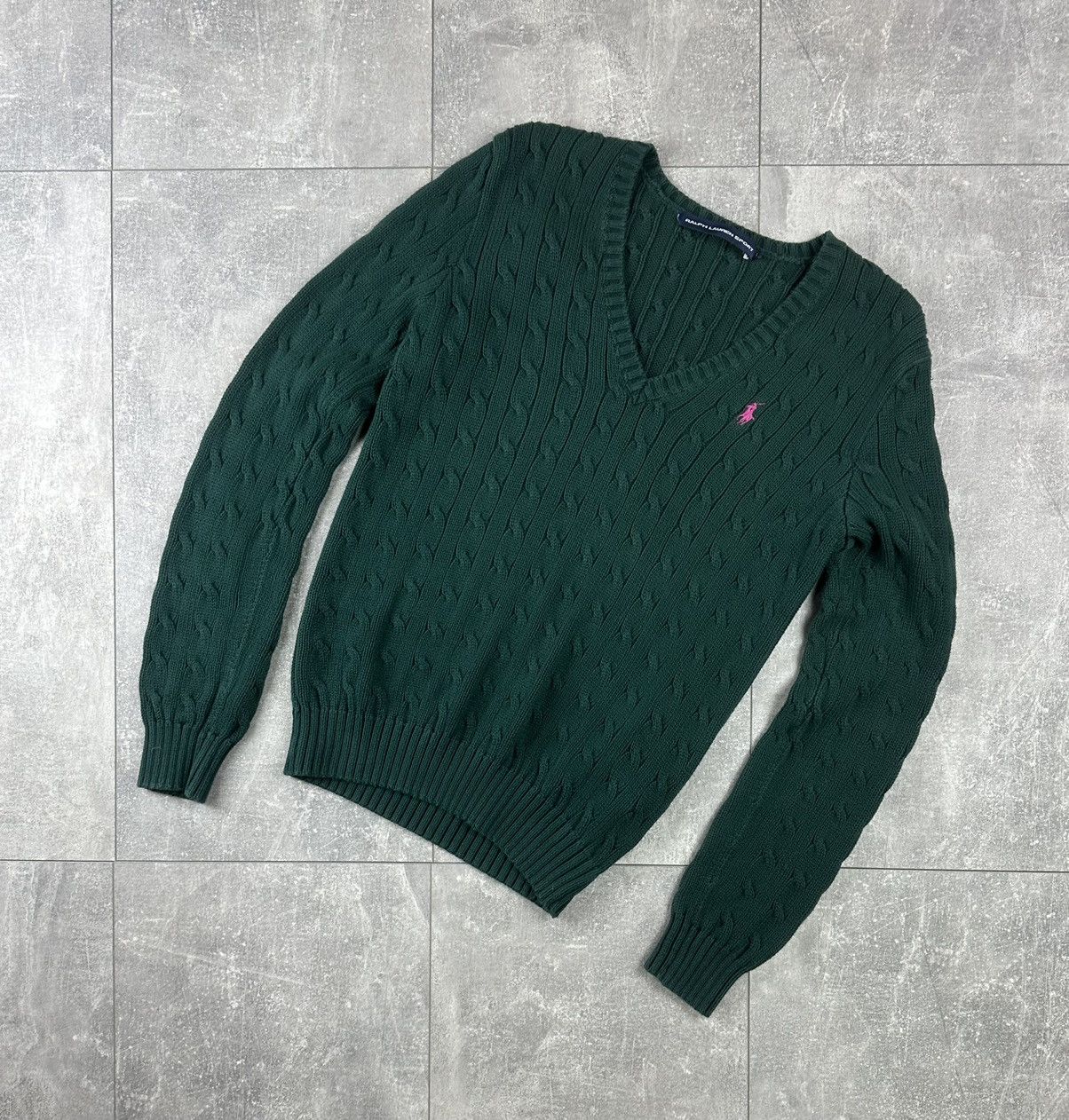 Polo Ralph Lauren Women’s Polo Ralph Lauren Sport V-Neck Cable-Knit Sweater Size L / US 10 / IT 46 - 1 Thumbnail