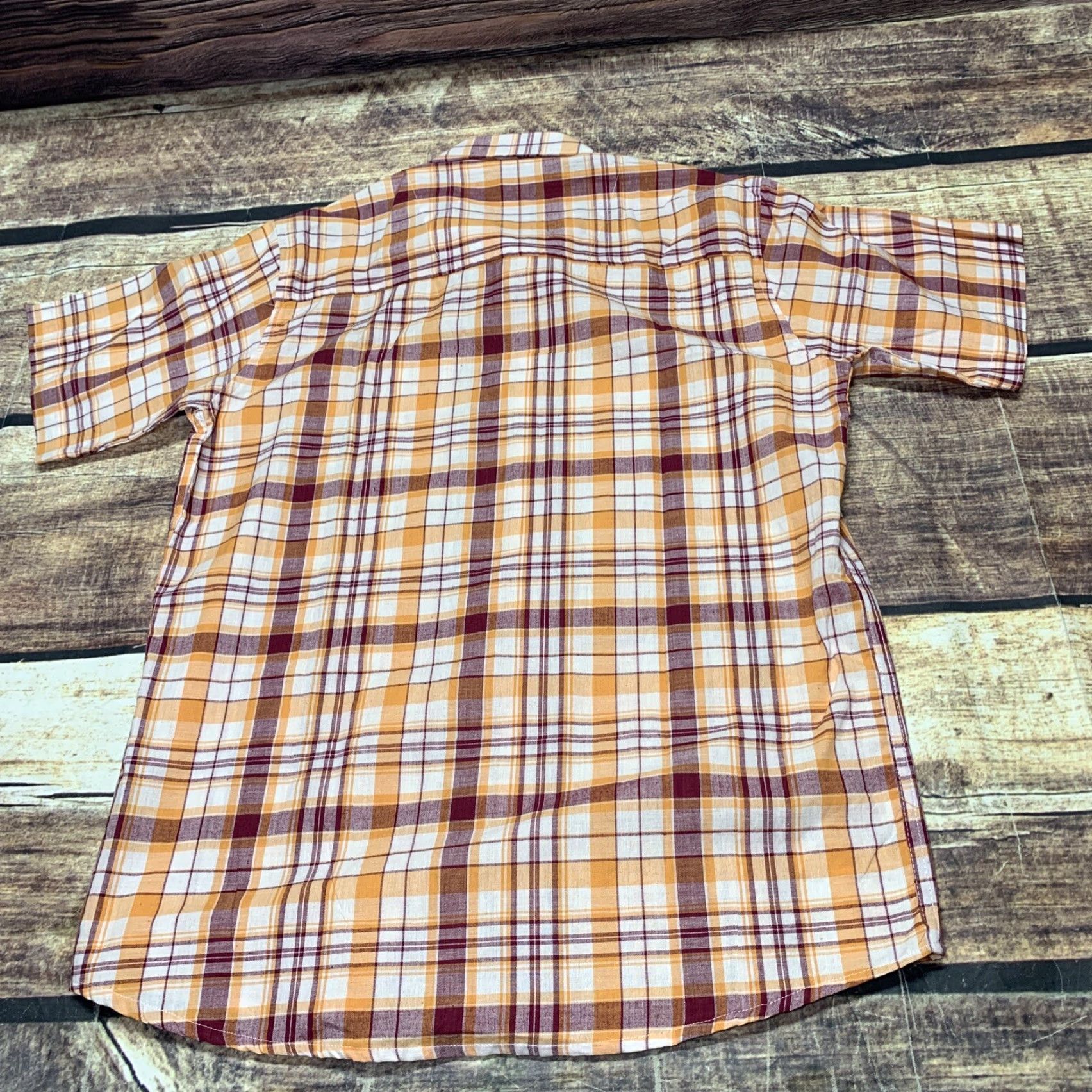 Vintage American Ranger Mens Western Short Sleeve Shirt Button Up Orange Plaid Size US M / EU 48-50 / 2 - 7 Thumbnail