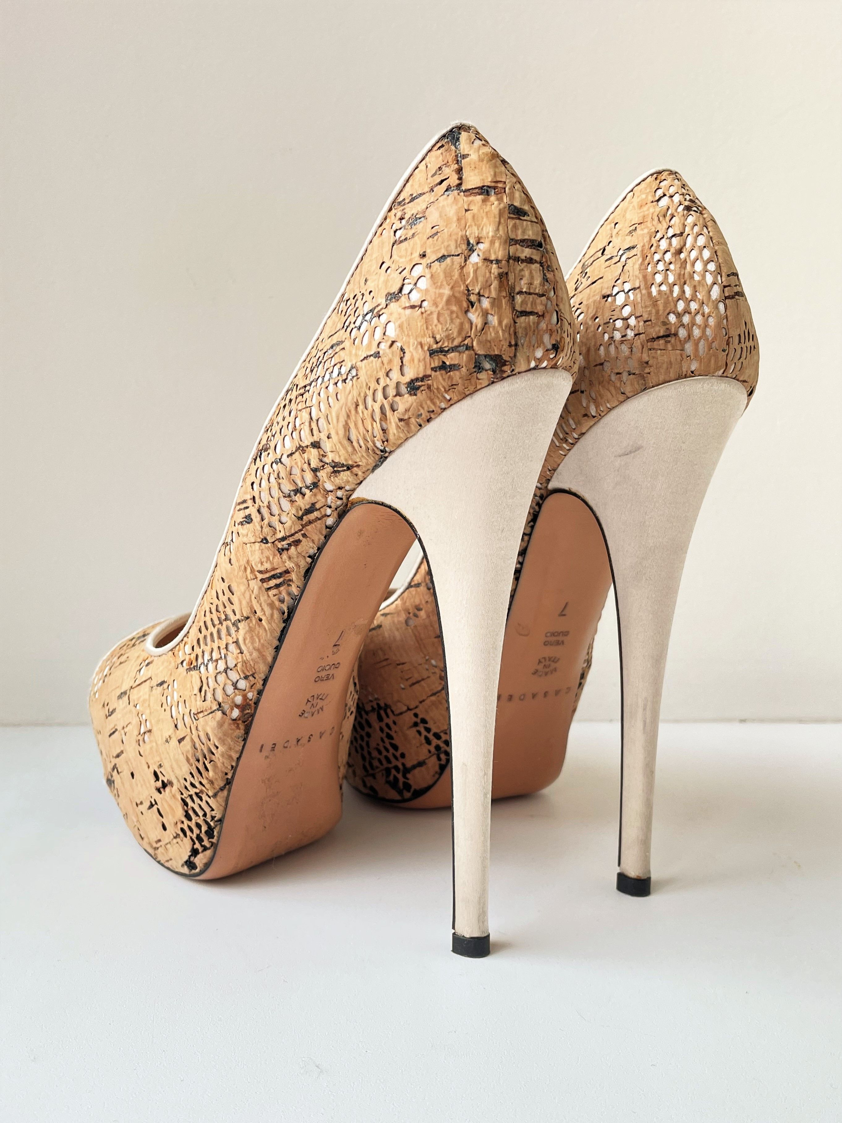 Casadei EUC Casadei 37 Women Stilettos Hidden Platform Satin Cap Toe Size US 7 / IT 37 - 5 Thumbnail
