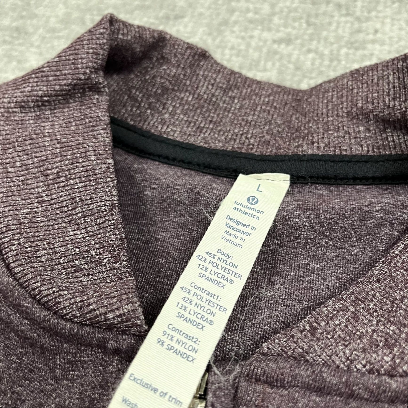 Lululemon Lululemon Jacket Mens L Heather Black Cherry Full Zip - Regular, Lightweight, Breathable, Pockets, Stand-Up Collar, Activewear, Pre Owned, Black Size US L / EU 52-54 / 3 - 4 Thumbnail