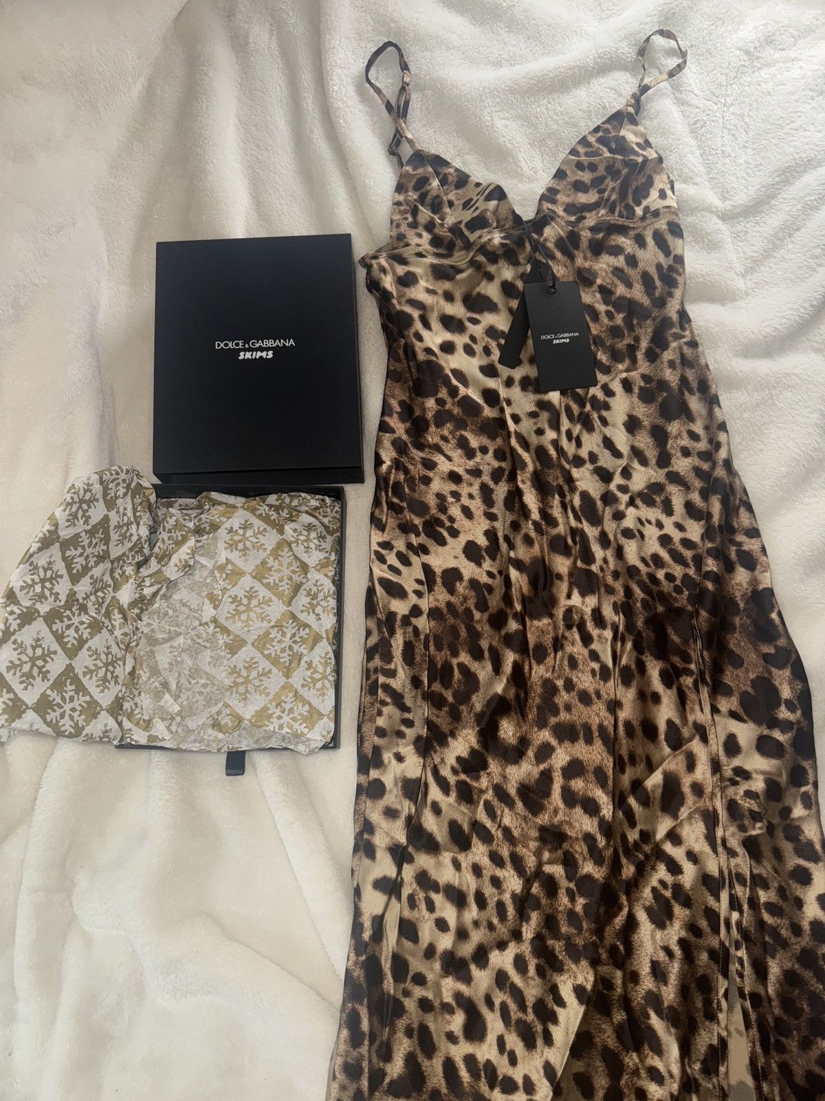 Dolce Gabbana x Skims leopard silk long slip dress