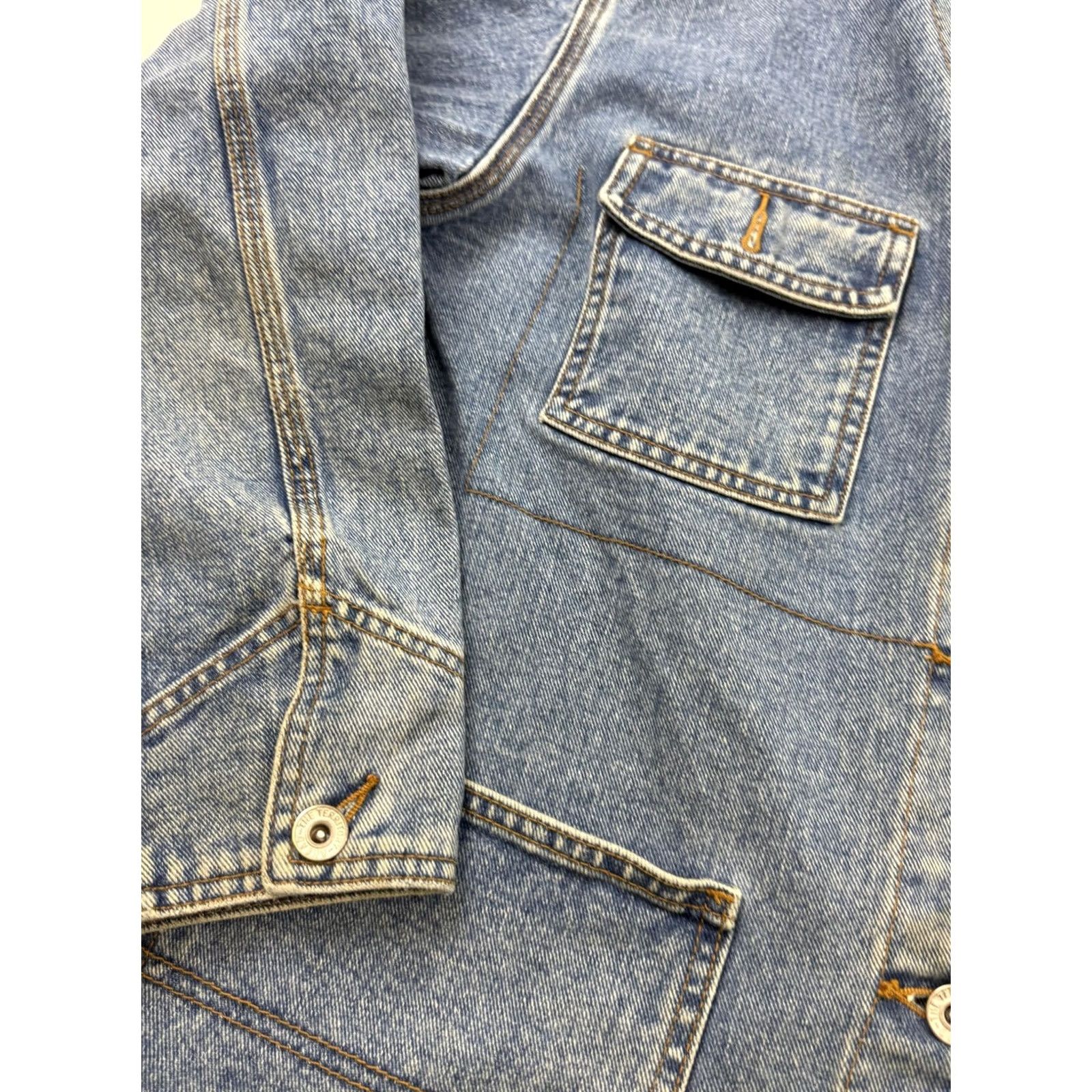The Territory Ahead The Territory Ahead Jacket Womens M Blue Denim Military Button Front Casual Workwear Size M / US 6-8 / IT 42-44 - 3 Thumbnail