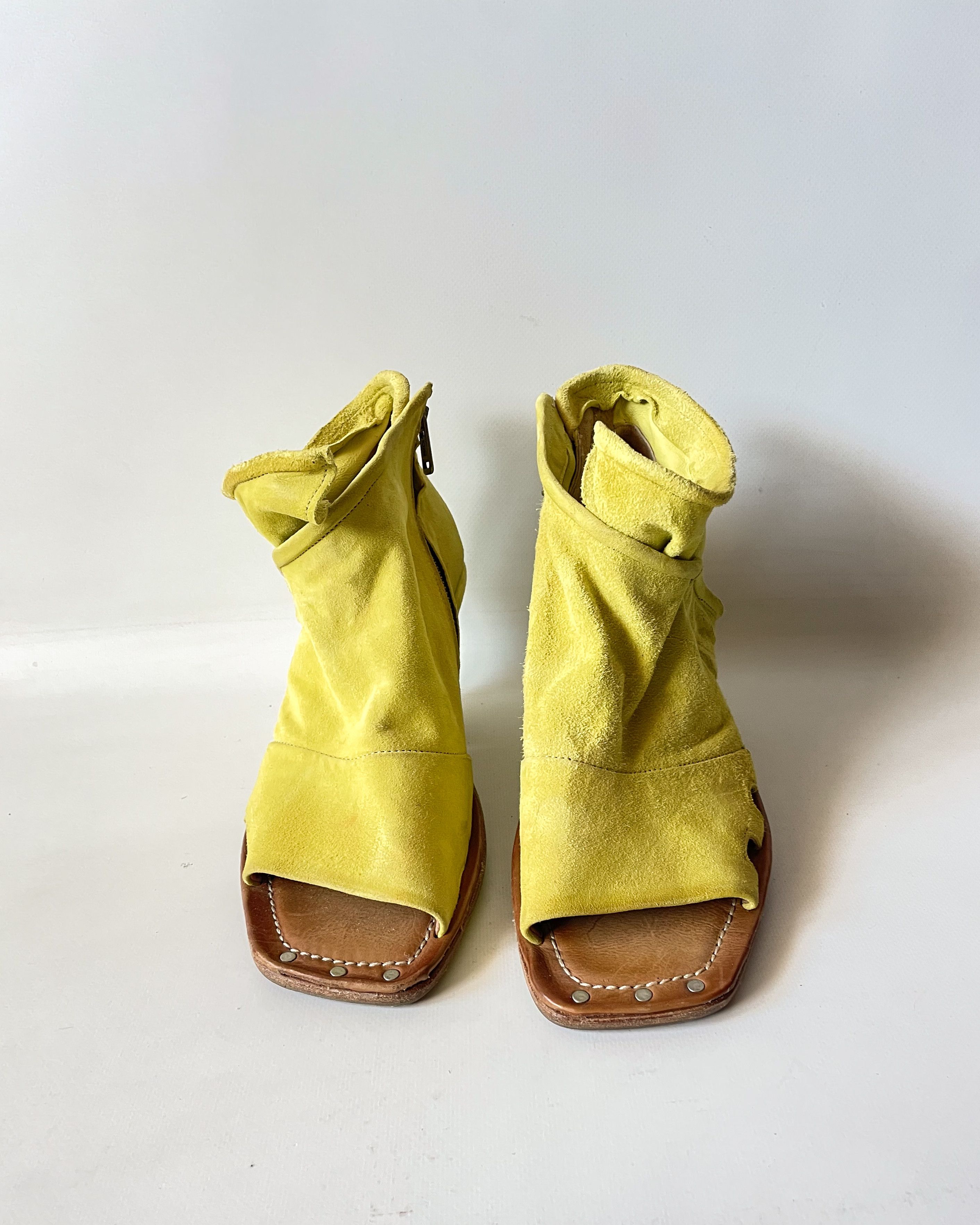 A.S.98 A.S.98 Yellow Suede Leather Sandals Size US 10 / IT 40 - 4 Thumbnail