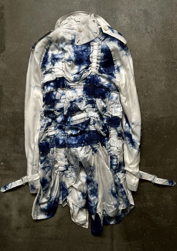 Comme des Garcons Homme Plus SS19 Runway Blue-and-White Porcelain Draped Coat Size US L / EU 52-54 / 3 - 2 Thumbnail