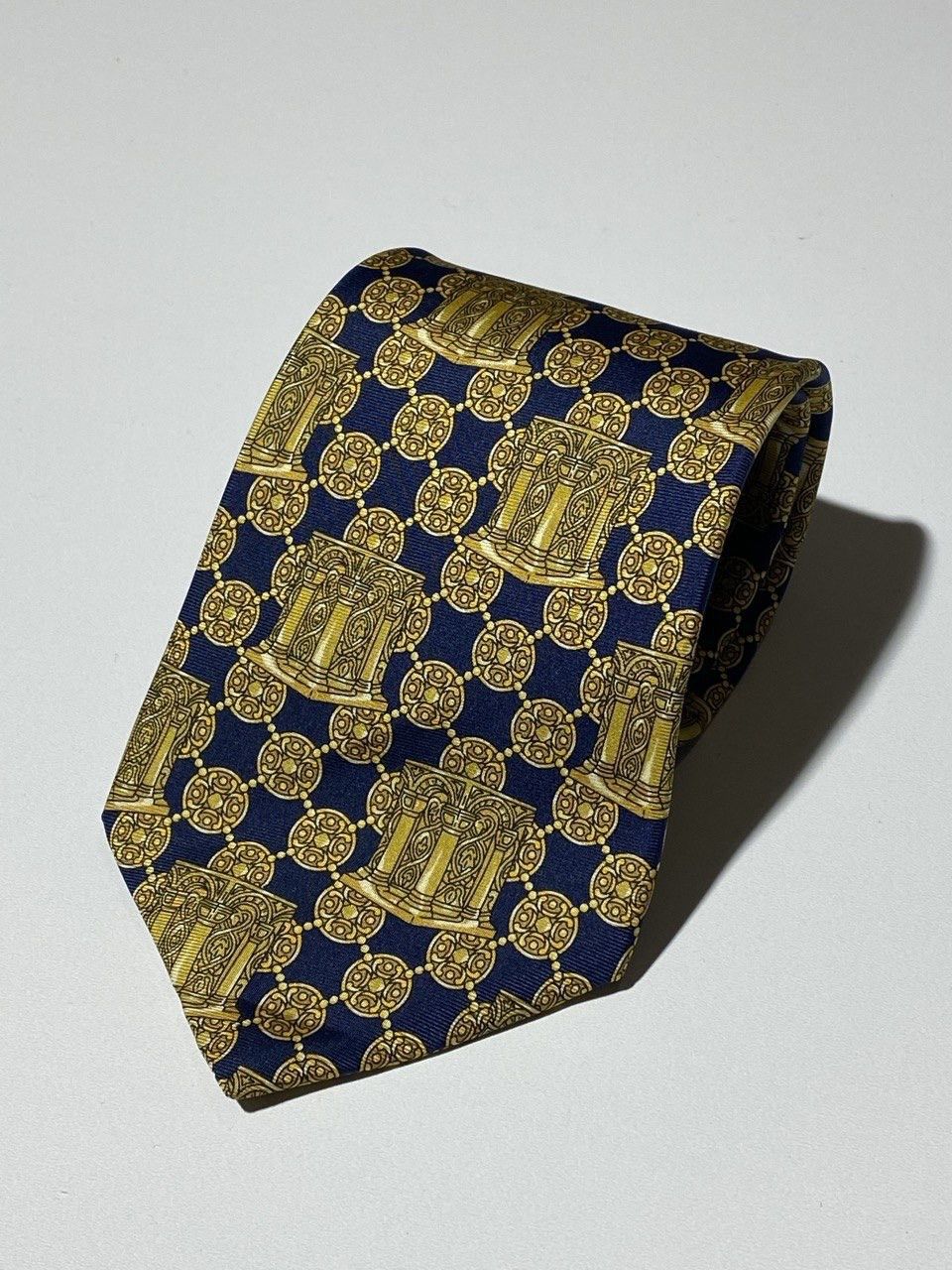 Balmain Pierre Balmain Vintage Tie Silk Baroque Gold Blue Size ONE SIZE - 1 Thumbnail