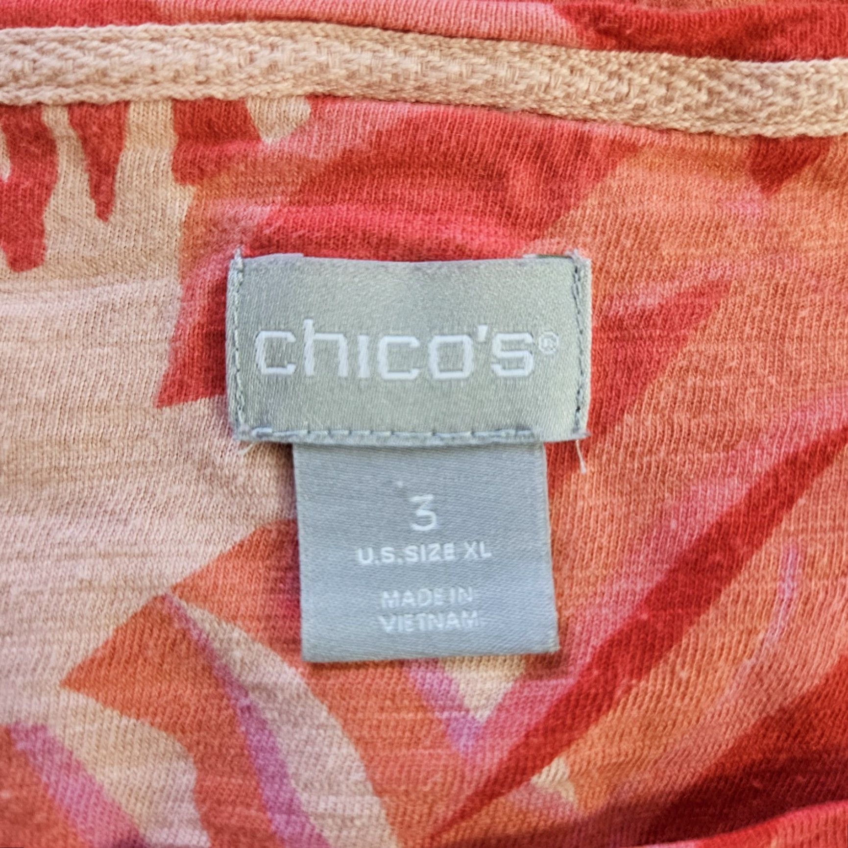 Vintage Chico's Womens Top XL Pink Red Leaf Print Short Sleeve Cotton Blend Shirt Womens XL Pink Red Leaf Print T-Shirt Size XL / US 12-14 / IT 48-50 - 5 Thumbnail