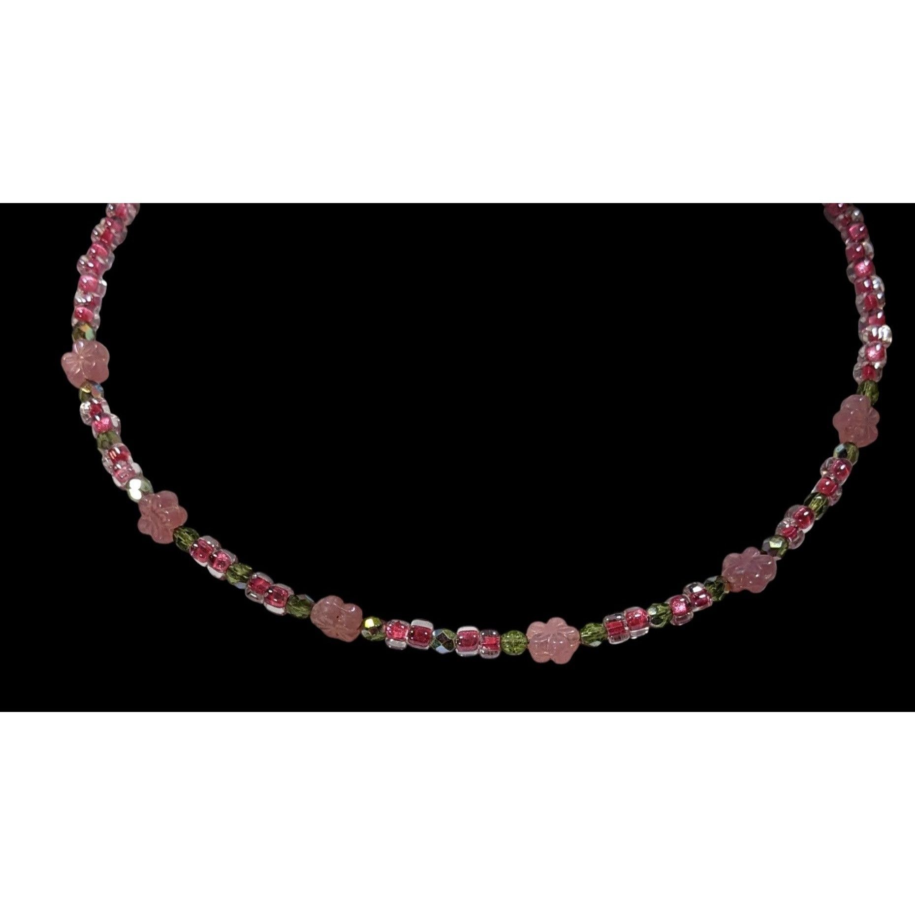 Other Fairycore Coquette Pink And Green Floral Handmade Glass Coil Size ONE SIZE - 2 Thumbnail