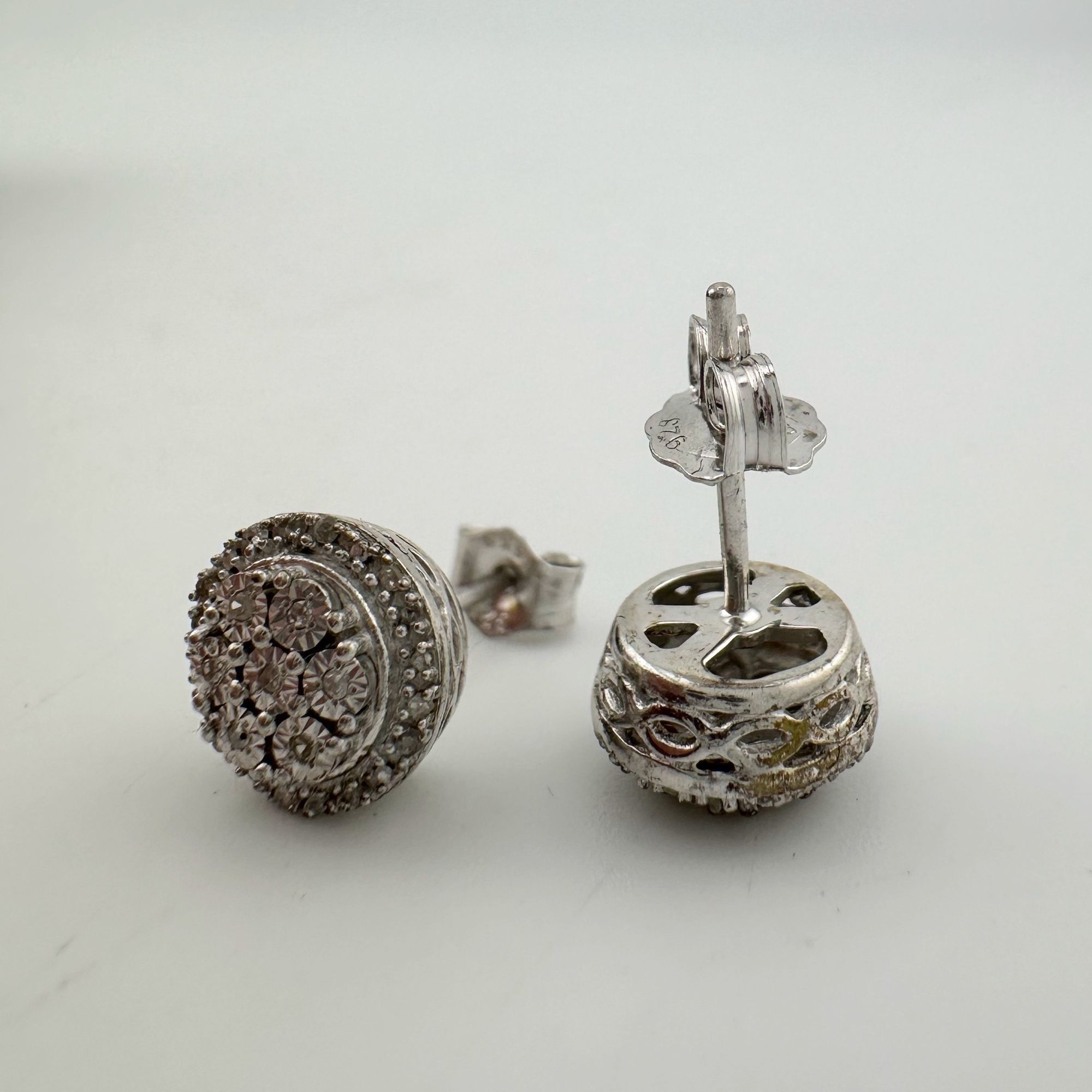 Other Natural Diamond Halo Stud Earrings in Sterling Silver Size ONE SIZE - 9 Thumbnail