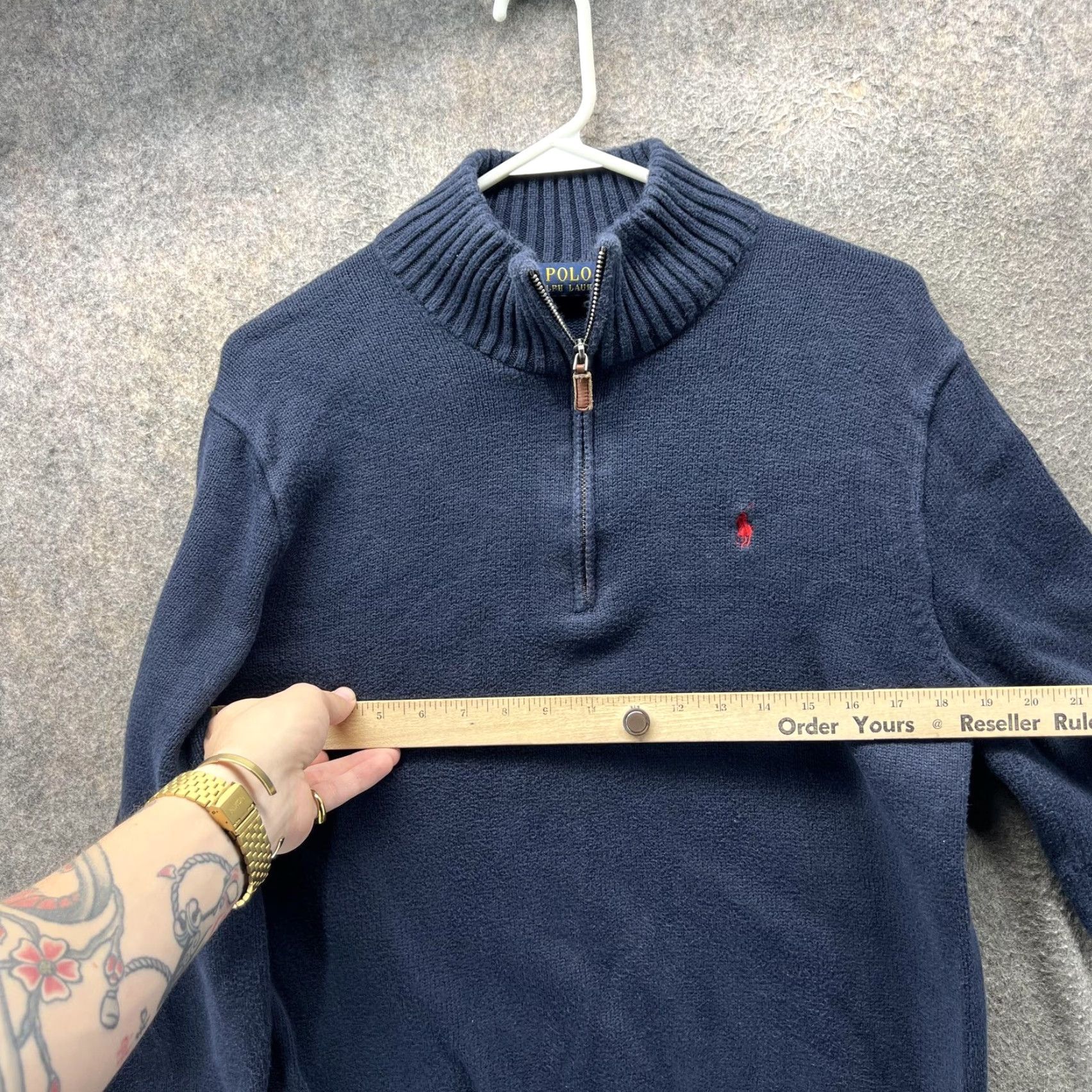 Polo Ralph Lauren VINTAGE Polo Ralph Lauren Pullover Sweater Mens M Blue 1/4 Zip Mock Neck Polo Pony Logo Navy Size US M / EU 48-50 / 2 - 6 Thumbnail