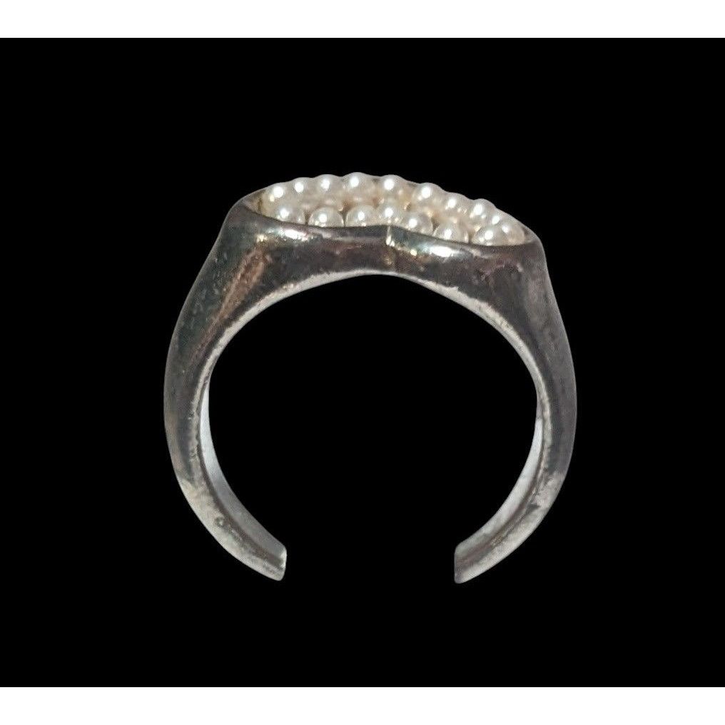 Other Vintage Open Heart Silver Tone Seed Pearl Ring Size 6 1/4 Size ONE SIZE - 13 Thumbnail