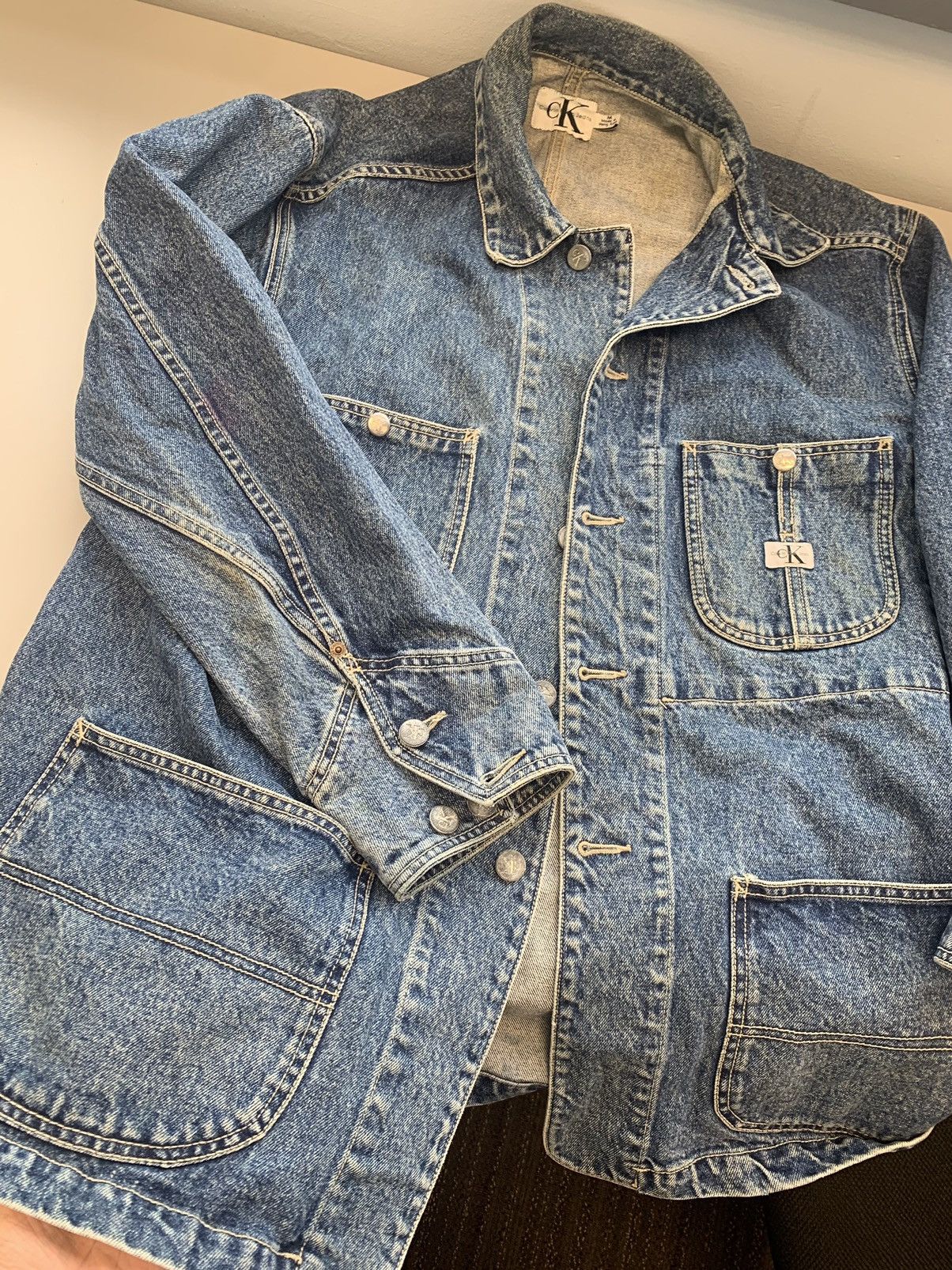 Calvin Klein × Vintage 90s Calvin Klein (CK line) Denim Utility Jacket Size US M / EU 48-50 / 2 - 2 Thumbnail