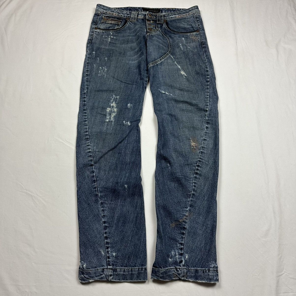 Andrew Mackenzie Andrew Mackenzie Low Waist Distressed Jeans IT48 W33 Size US 33 - 1 Thumbnail