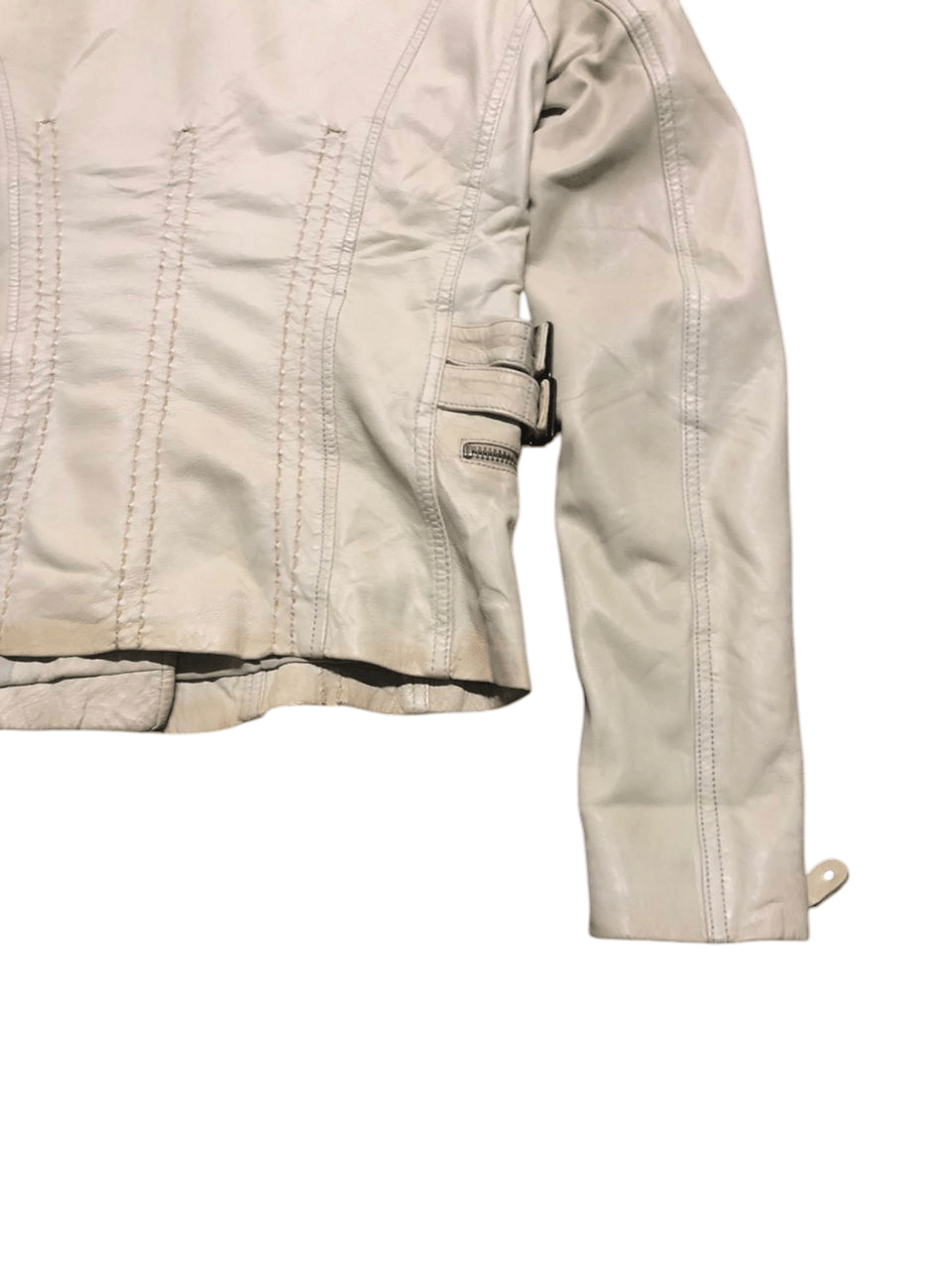 Branded Leather × Leather MAX&Co. Double Collar Lamb leather Ride Jacket Cream Size US XXS / EU 40 - 9 Thumbnail