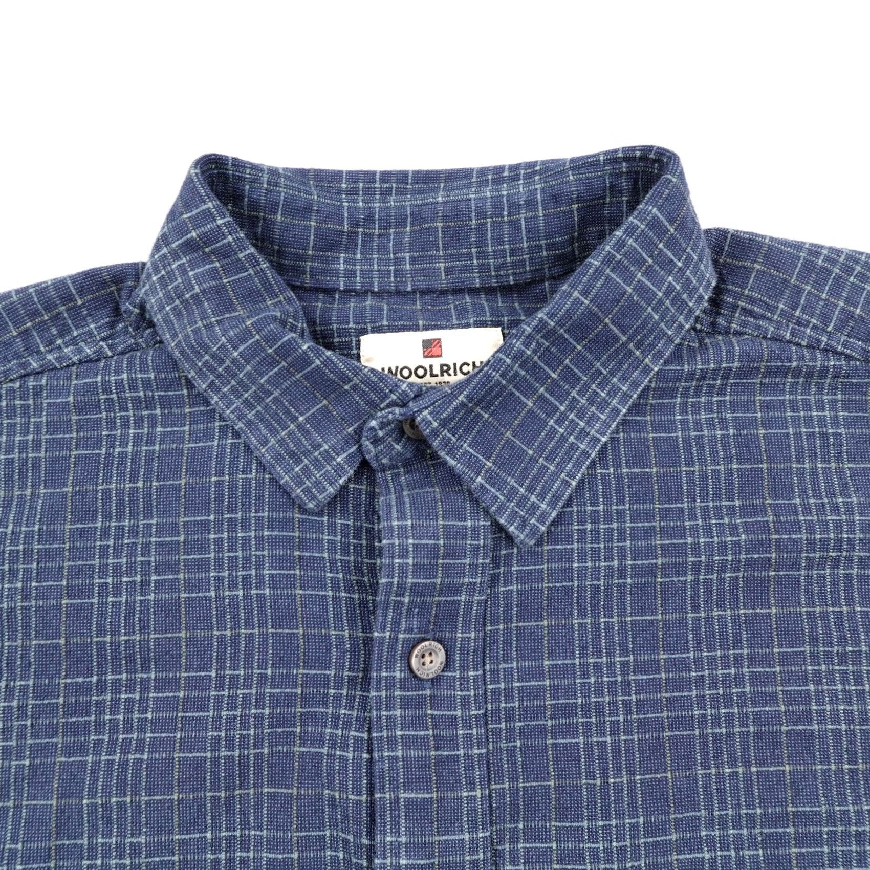 Vintage Woolrich Shirt Men Large Blue Plaid Textured Cotton Button-Up Field Outdoor Work Shirt Size US L / EU 52-54 / 3 - 2 Thumbnail