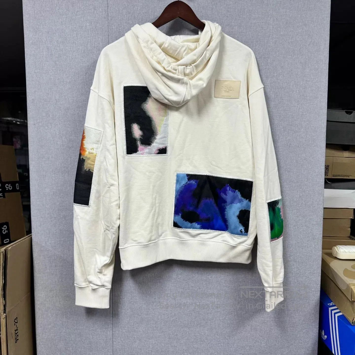 Fendi Beige Graphic Print Hoodie with Colorful Sleeves. Size US M / EU 48-50 / 2 - 2 Thumbnail