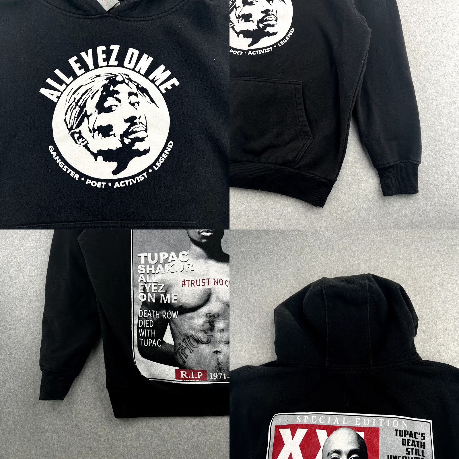 Vintage 2pac Tupac Shakur Sweatshirt Black Hoodie Adult M Magazine Cover Music RARE Size US M / EU 48-50 / 2 - 8 Thumbnail