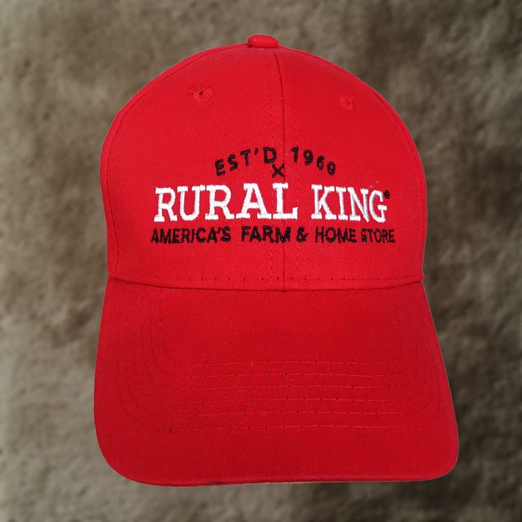 Vintage RURAL KING RED ADJUSTABLE BASEBALL HAT CAP LOGO UNISEX ADULTS CAP SHIRT? Size ONE SIZE - 1 Thumbnail