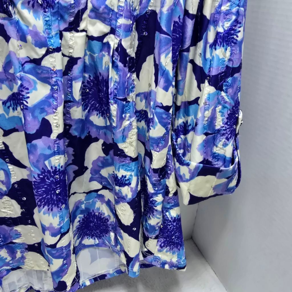 The Unbranded Brand Women's ava & grace Blue & White Floral Tunic Top S Size S / US 4 / IT 40 - 4 Thumbnail