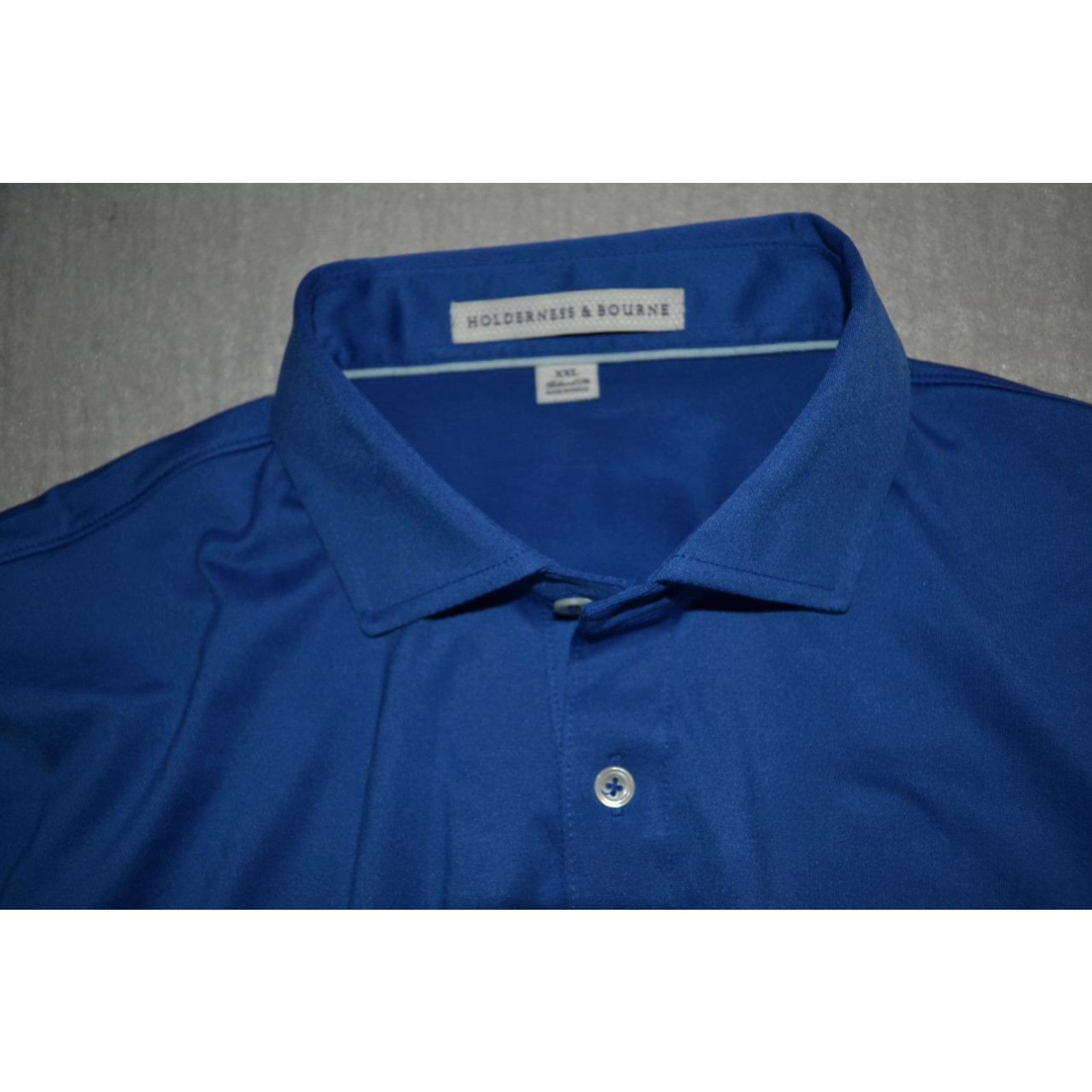 image of Vintage 37145 Holderness & Bourne Active Golf Polo Shirt Tailored Fit Blue Size 2Xl Mens in White
