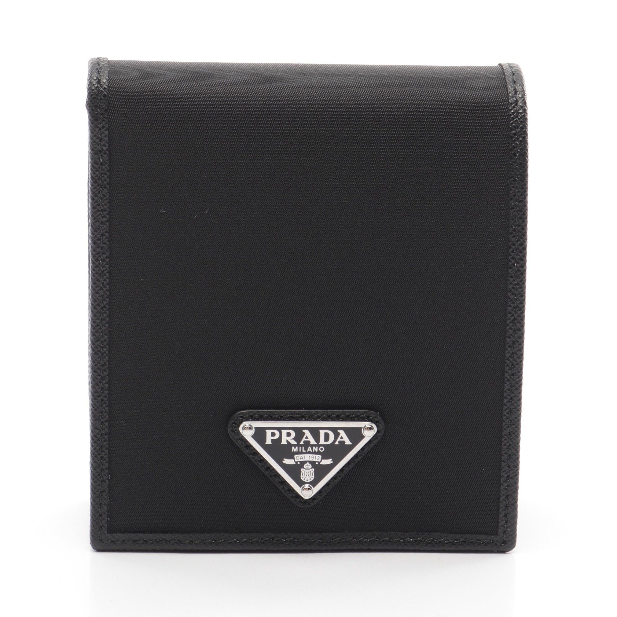 Prada Prada Bi-Fold Wallet Nylon Saffiano Leather Black Size ONE SIZE - 1 Thumbnail