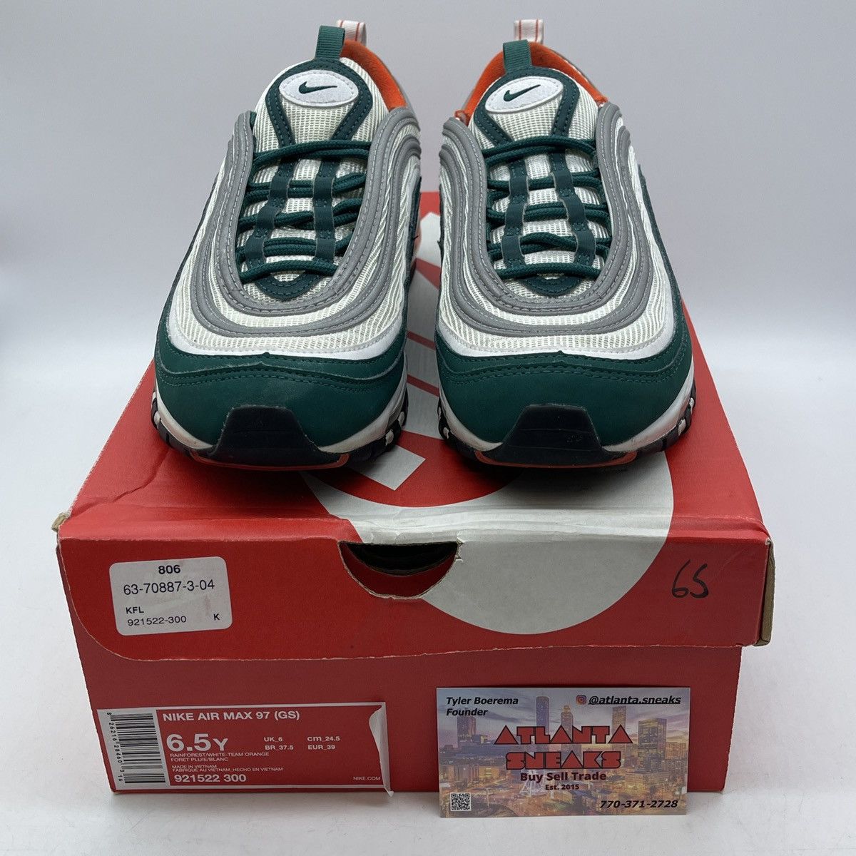 Nike Air max 97 Miami dophins Size US 6.5 / EU 39-40 - 2 Thumbnail